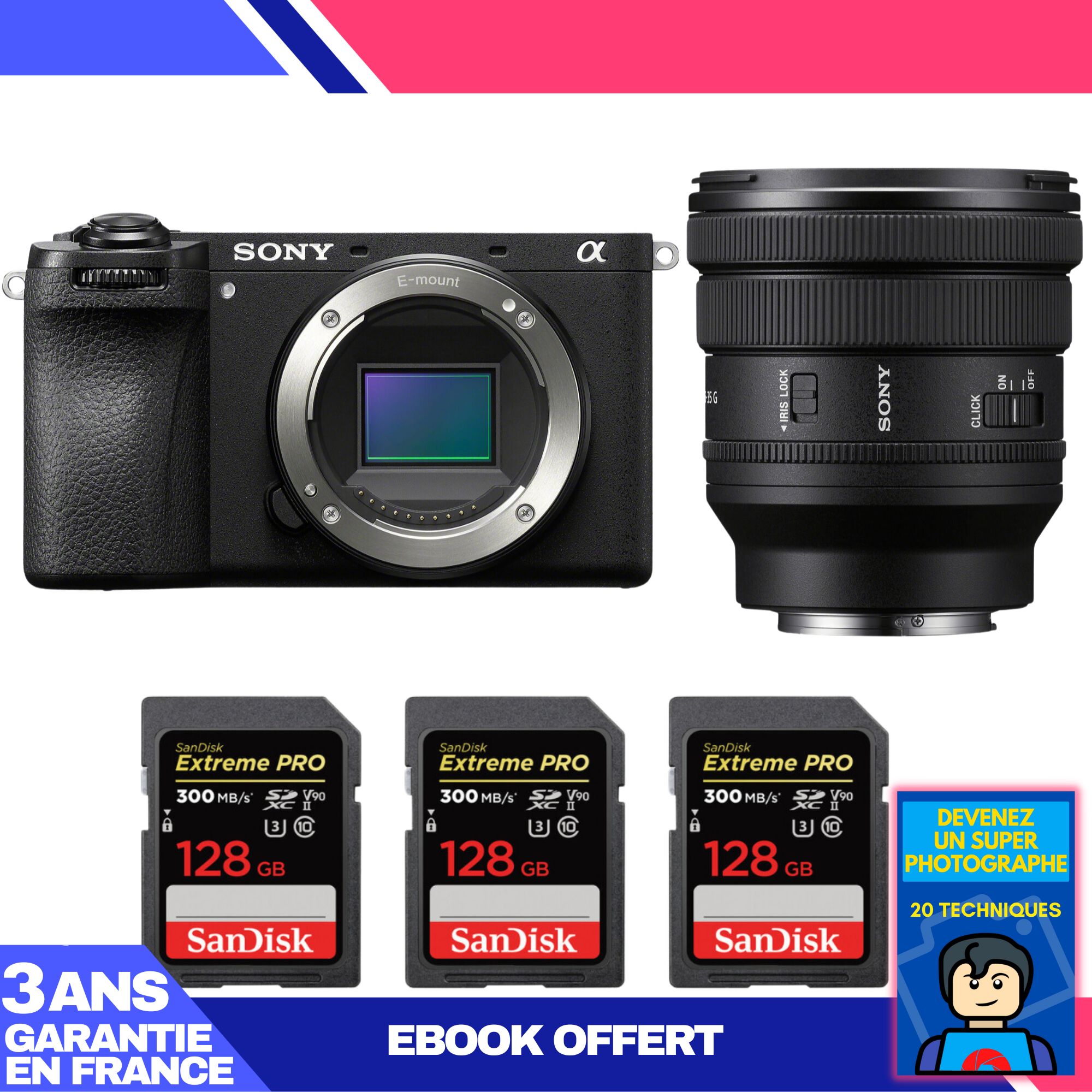 Sony A6700 Mirrorless Camera + FE PZ 16-35mm f/4 G Lens + 3 SanDisk 128GB Extreme PRO UHS-II SDXC Cards