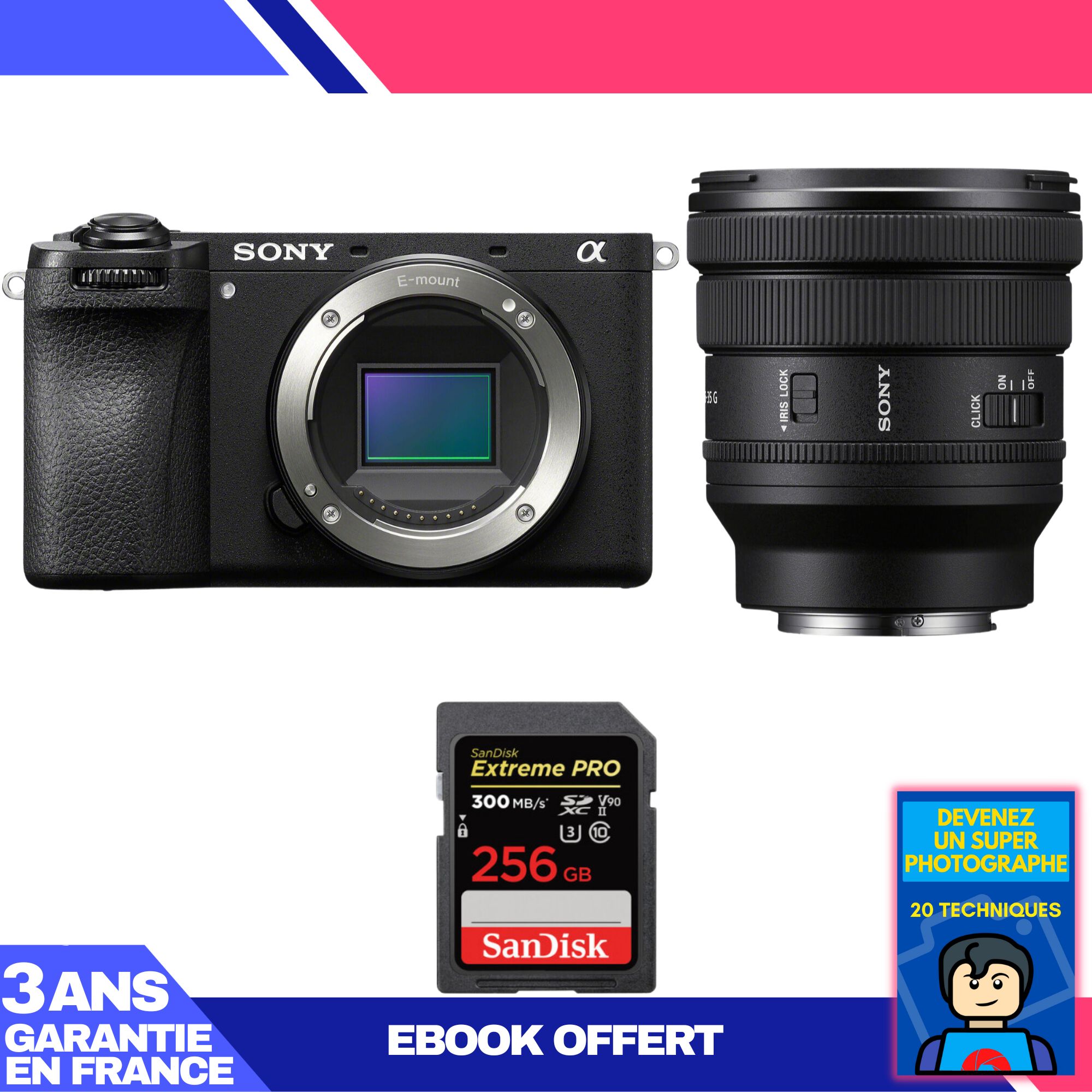Sony A6700 Mirrorless Camera + FE PZ 16-35mm f/4 G Lens + 256GB SanDisk Extreme PRO UHS-II SDXC Card