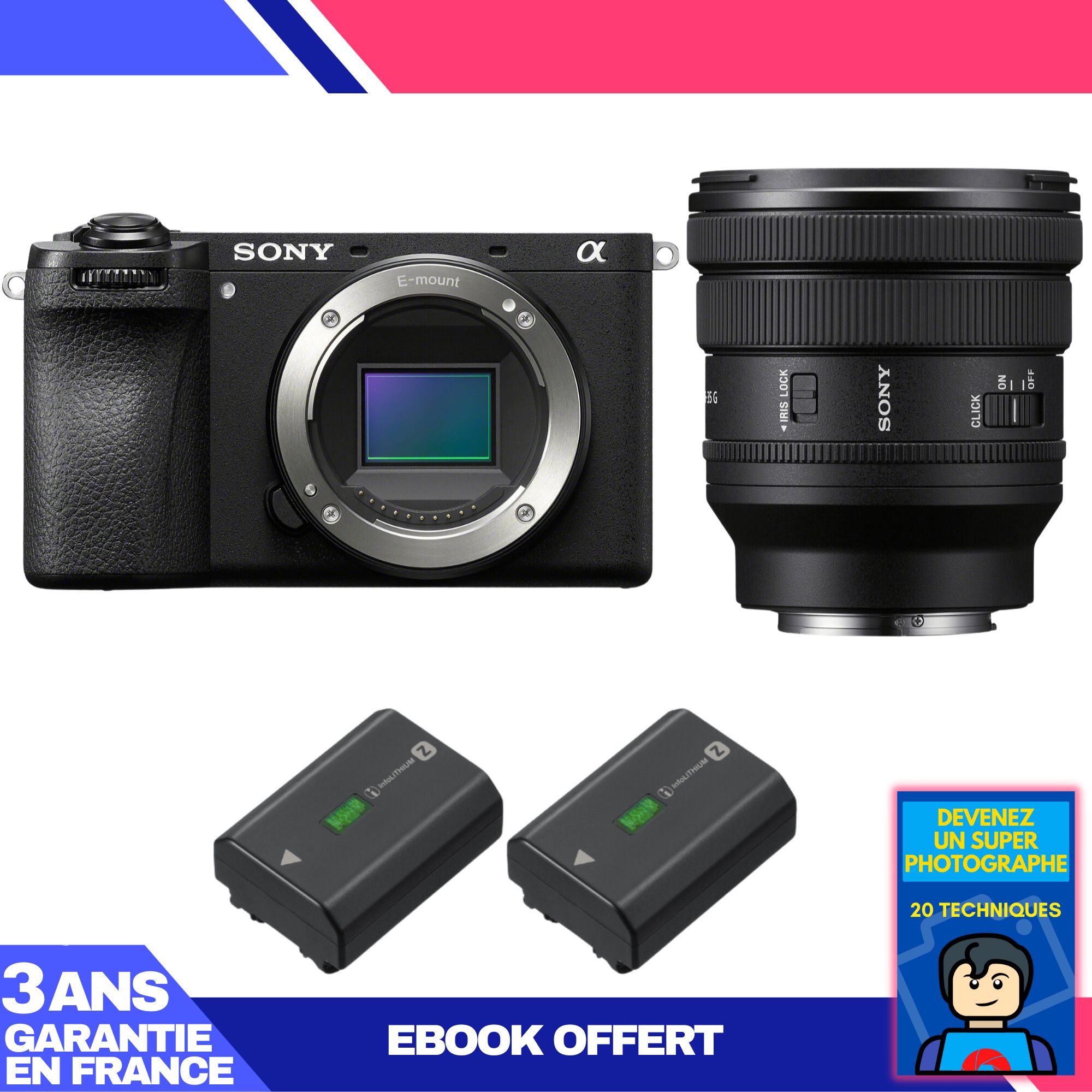 Sony A6700 Mirrorless Camera + FE PZ 16-35mm f/4 G Lens + 2 Sony NP-FZ100 Batteries + 'Become a Super Photographer' Ebook