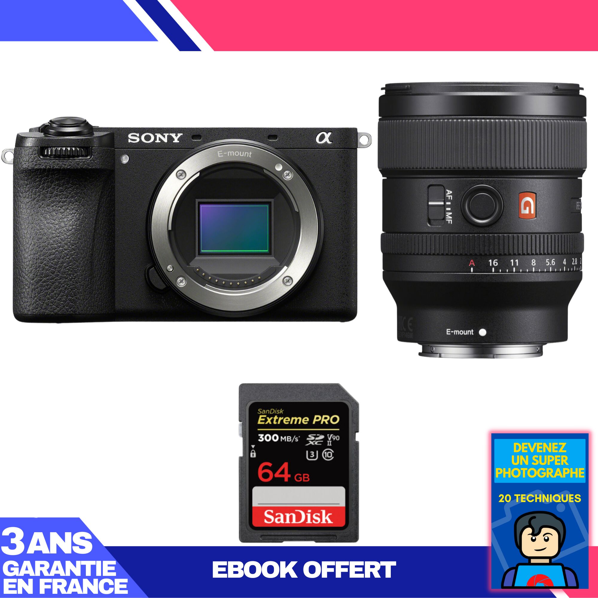 Sony A6700 Mirrorless Camera + FE 24-70mm f/1.4 GM Lens + 1 SanDisk 64GB Extreme PRO UHS-II SDXC Card