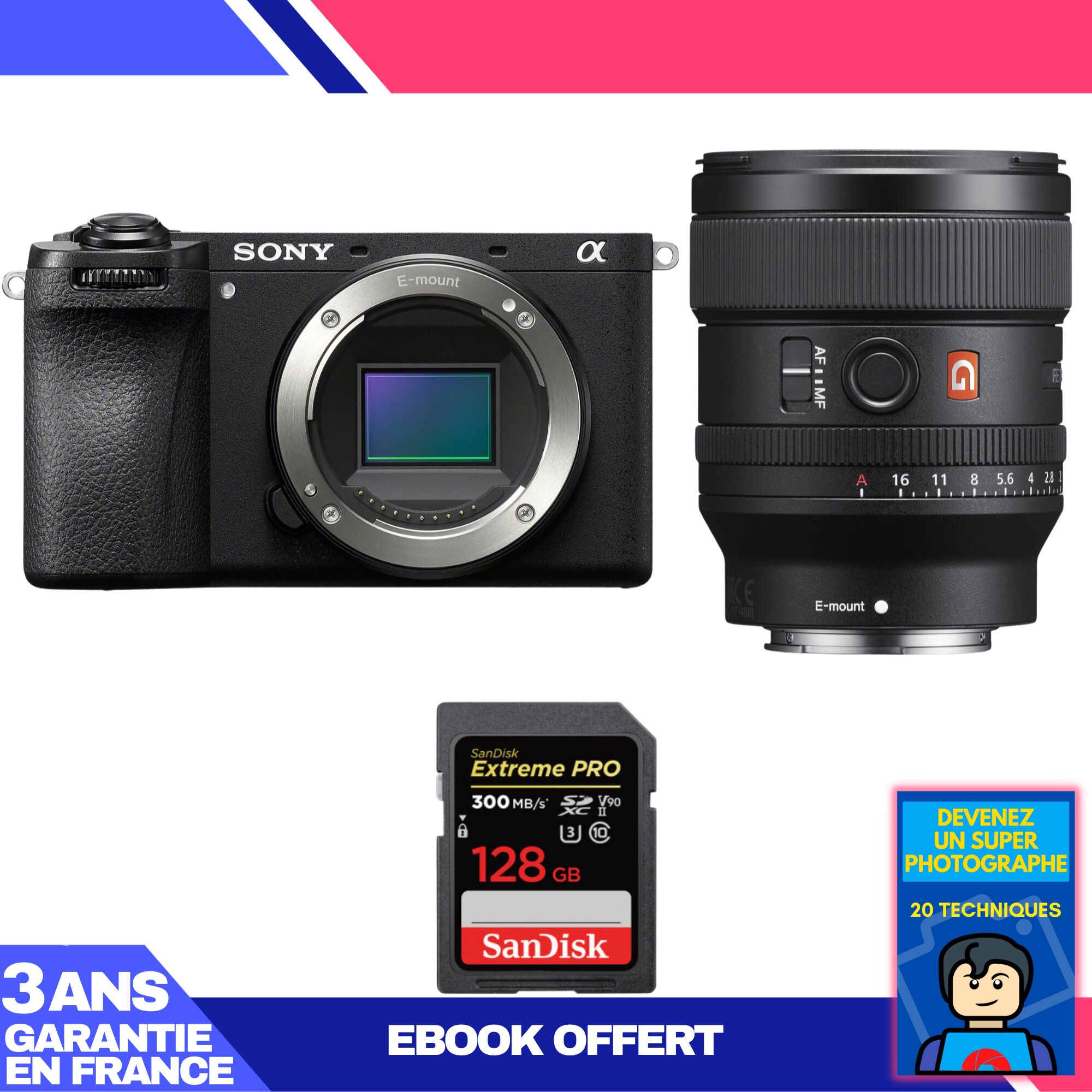 Sony A6700 Mirrorless Camera + FE 24mm f/1.4 GM Lens + 1 SanDisk 128GB Extreme PRO UHS-II SDXC Card