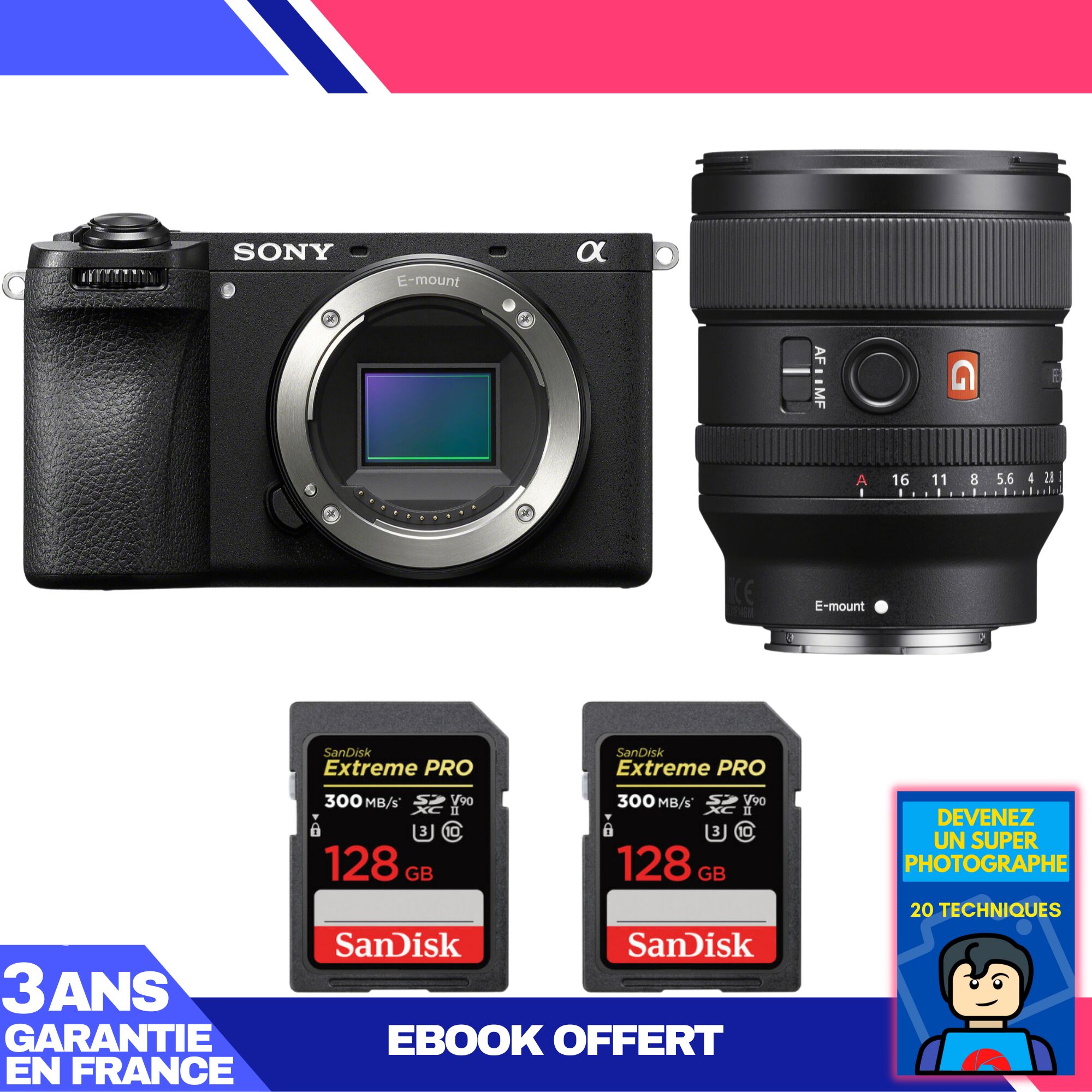 Sony A6700 Kit with FE 24mm f/1.4 GM Lense + 2 SanDisk 128GB Extreme PRO UHS-II SDXC Cards