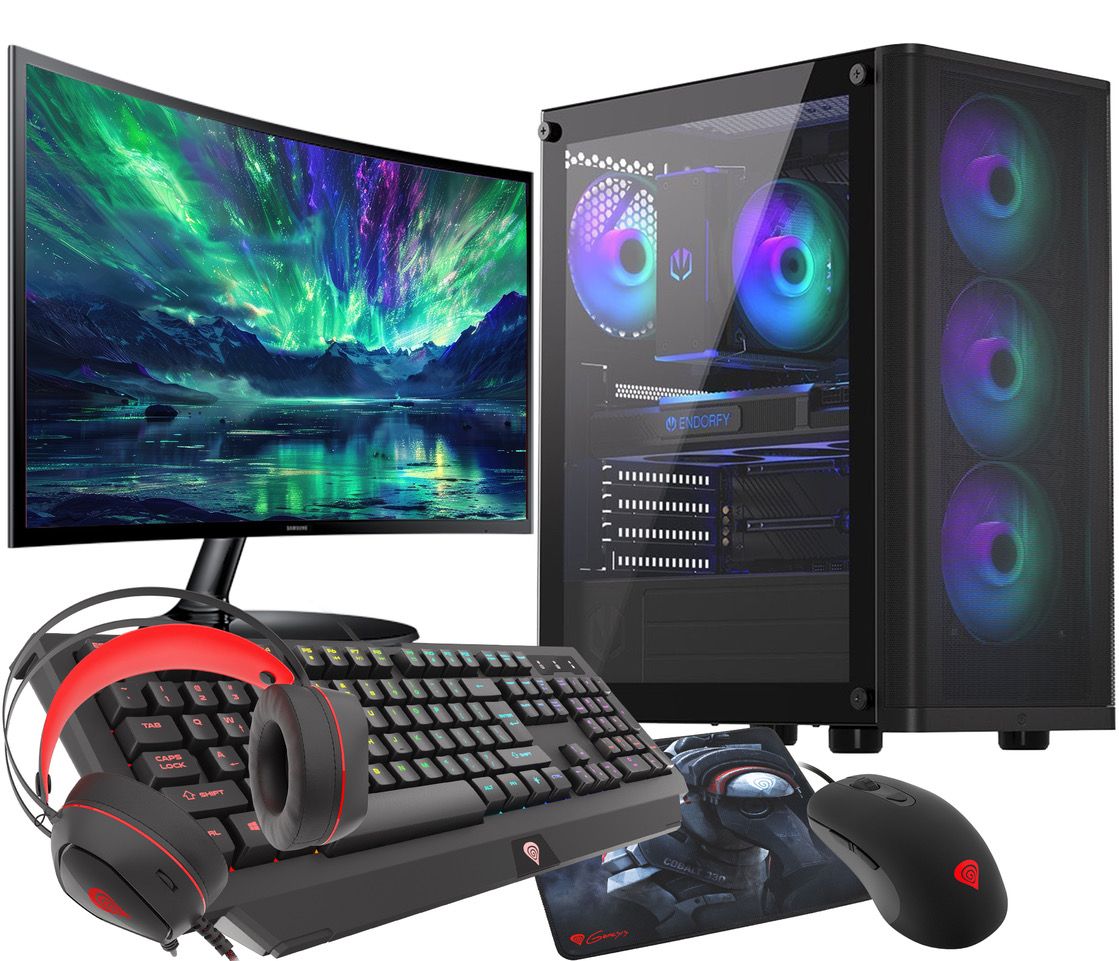 VIST Ventum PC Gaming - Ryzen 7 5700X, 32GB RAM, RTX 4060, 1TB SSD, 27" Curved Monitor, Windows 11 Pro