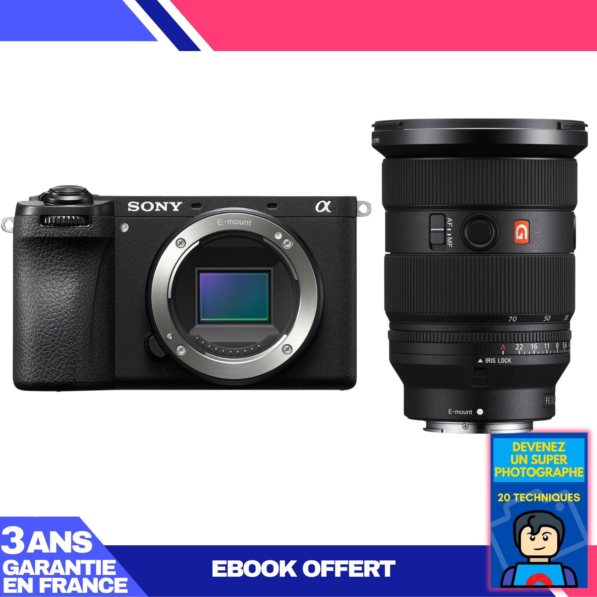 Appareil photo Sony A6700 + Objectif FE 24-70mm f/2.8 GM II + Livre numérique 'Devenez un super photographe'