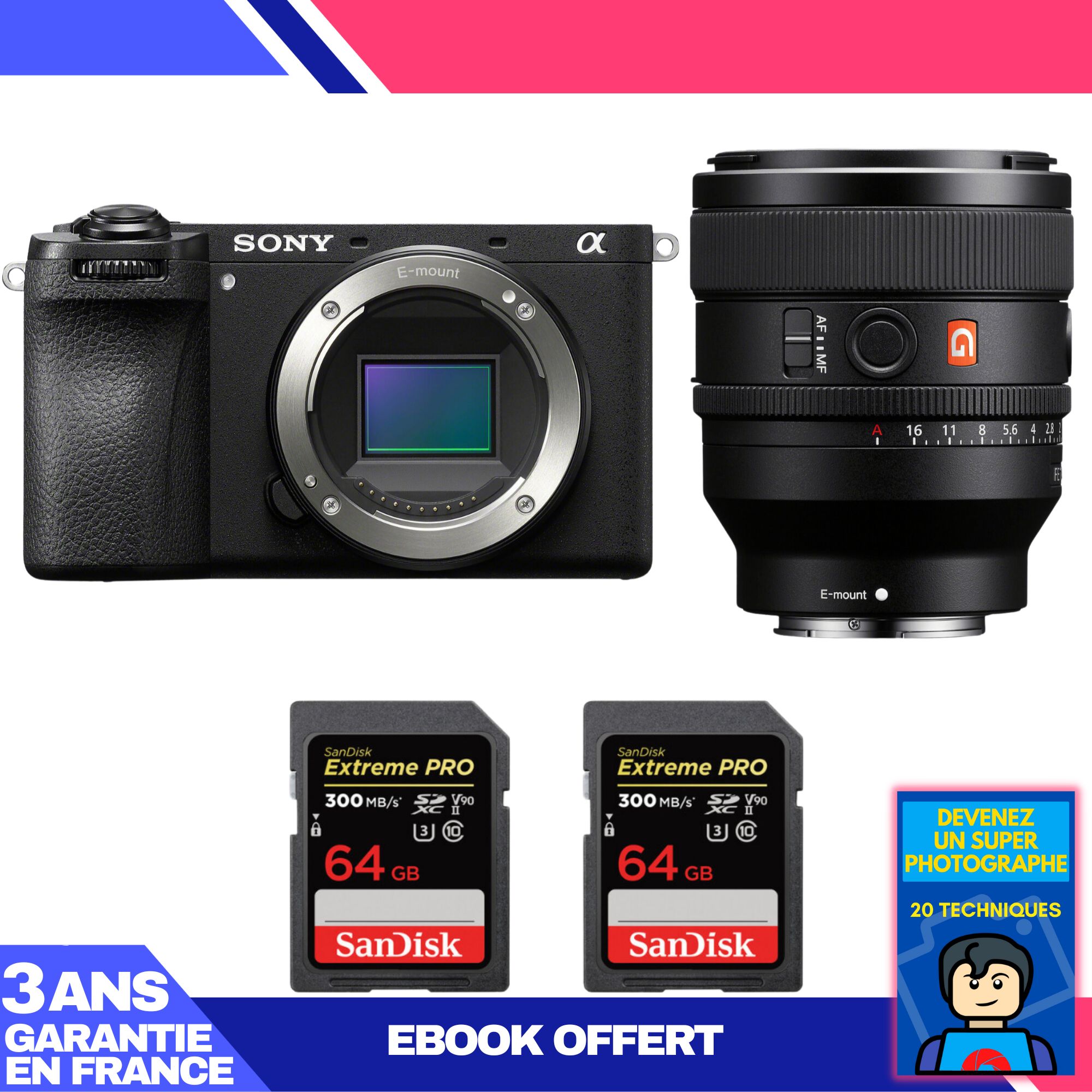 Sony A6700 Mirrorless Camera + FE 50mm f/1.4 GM Lens + 2x SanDisk 64GB Extreme PRO UHS-II SDXC Cards