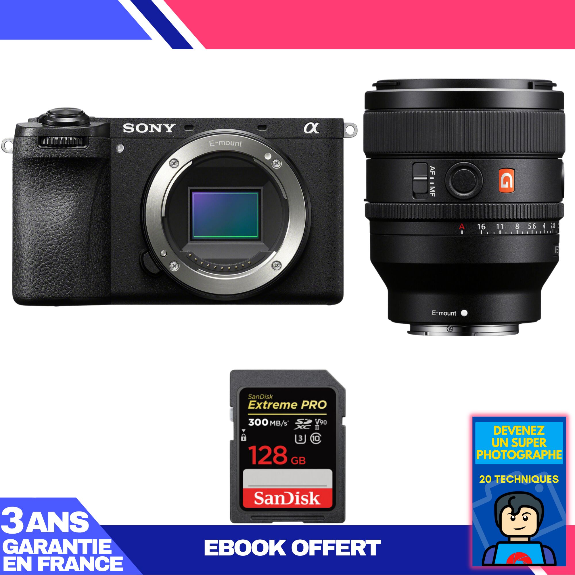 Sony A6700 Mirrorless Camera + FE 50mm f/1.4 GM Lens + 1 SanDisk 128GB Extreme PRO UHS-II SDXC Card + 'Become a Master Photographer' Ebook