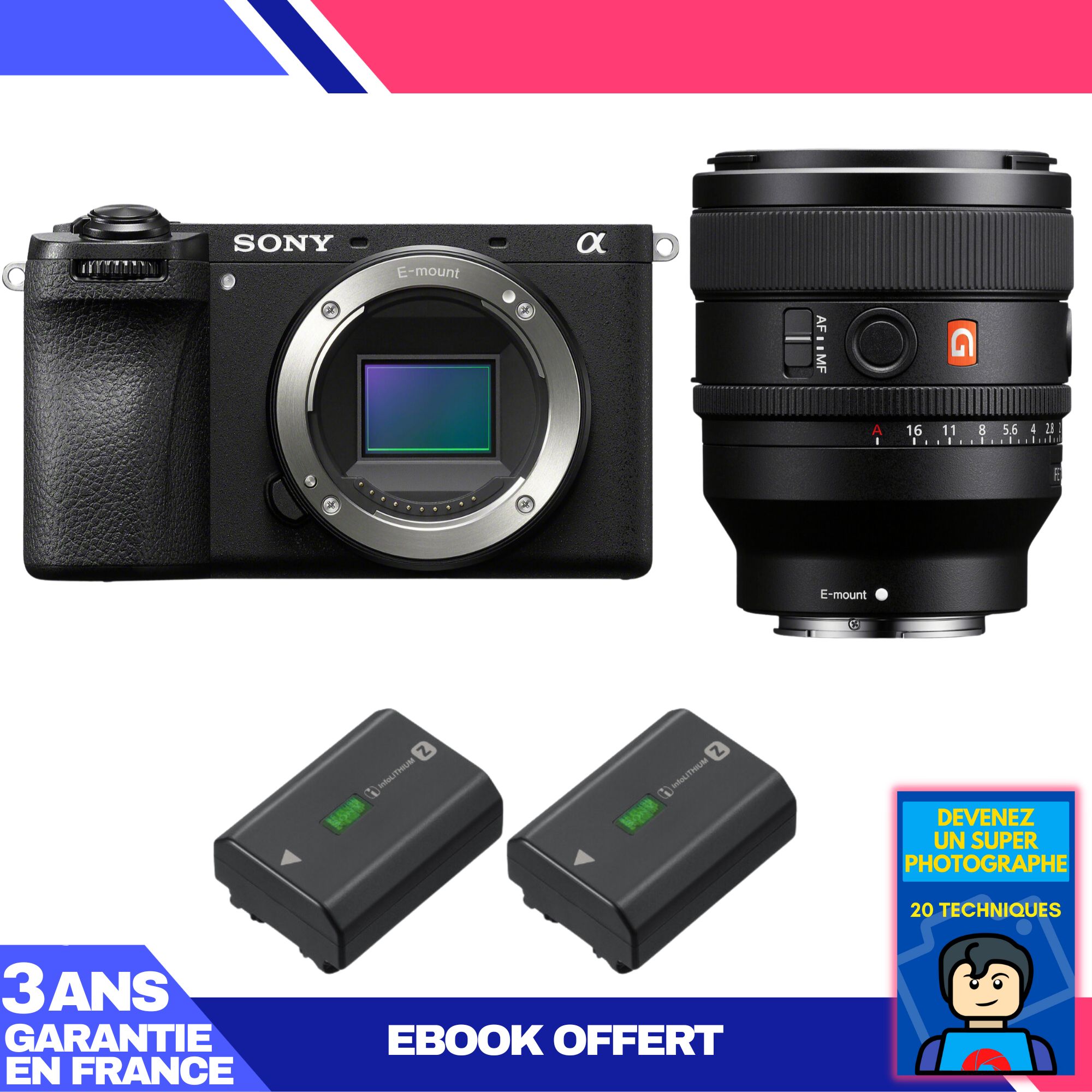 Sony A6700 Mirrorless Camera + FE 50mm f/1.4 GM Lens + 2 Sony NP-FZ100 Batteries + 'Become a Super Photographer' Ebook