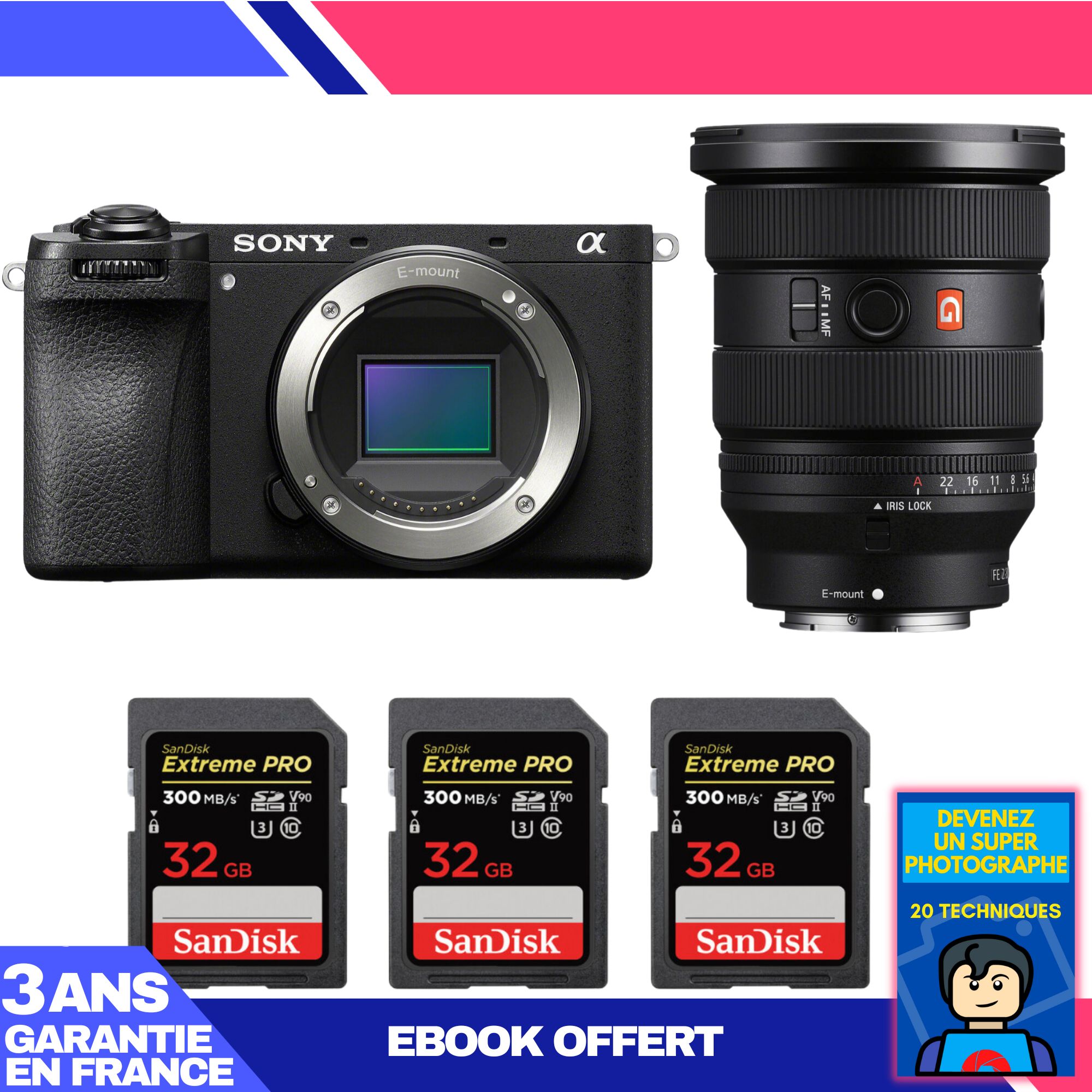 Cámara sin espejo Sony A6700 + Objetivo FE 16-35mm f/2.8 GM II + 3 Tarjetas de memoria SanDisk 32GB Extreme PRO UHS-II SDXC 300 MB/s