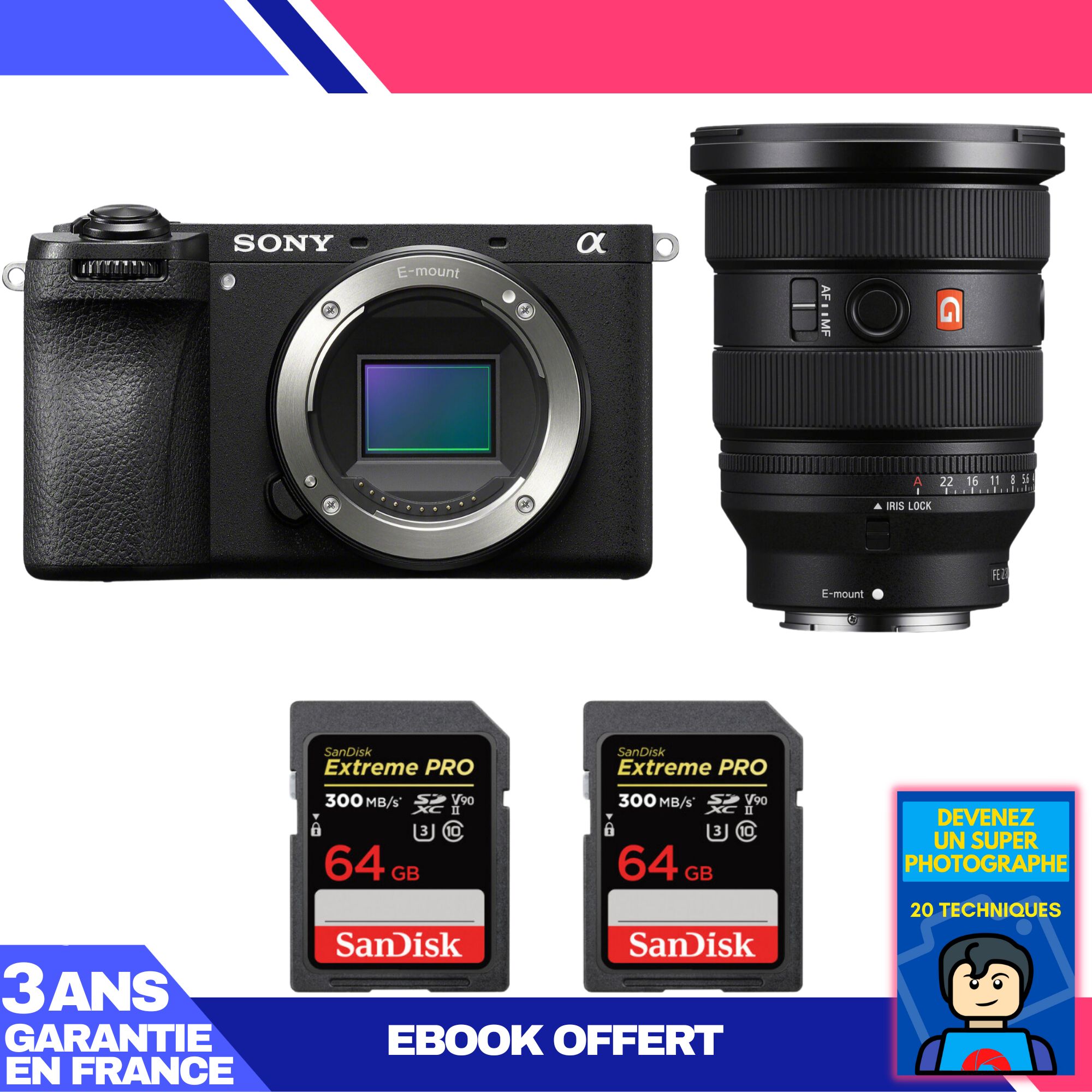 Sony A6700 Mirrorless Camera + FE 16-35mm f/2.8 GM II Lens + 2 SanDisk 64GB Extreme PRO UHS-II SDXC Cards