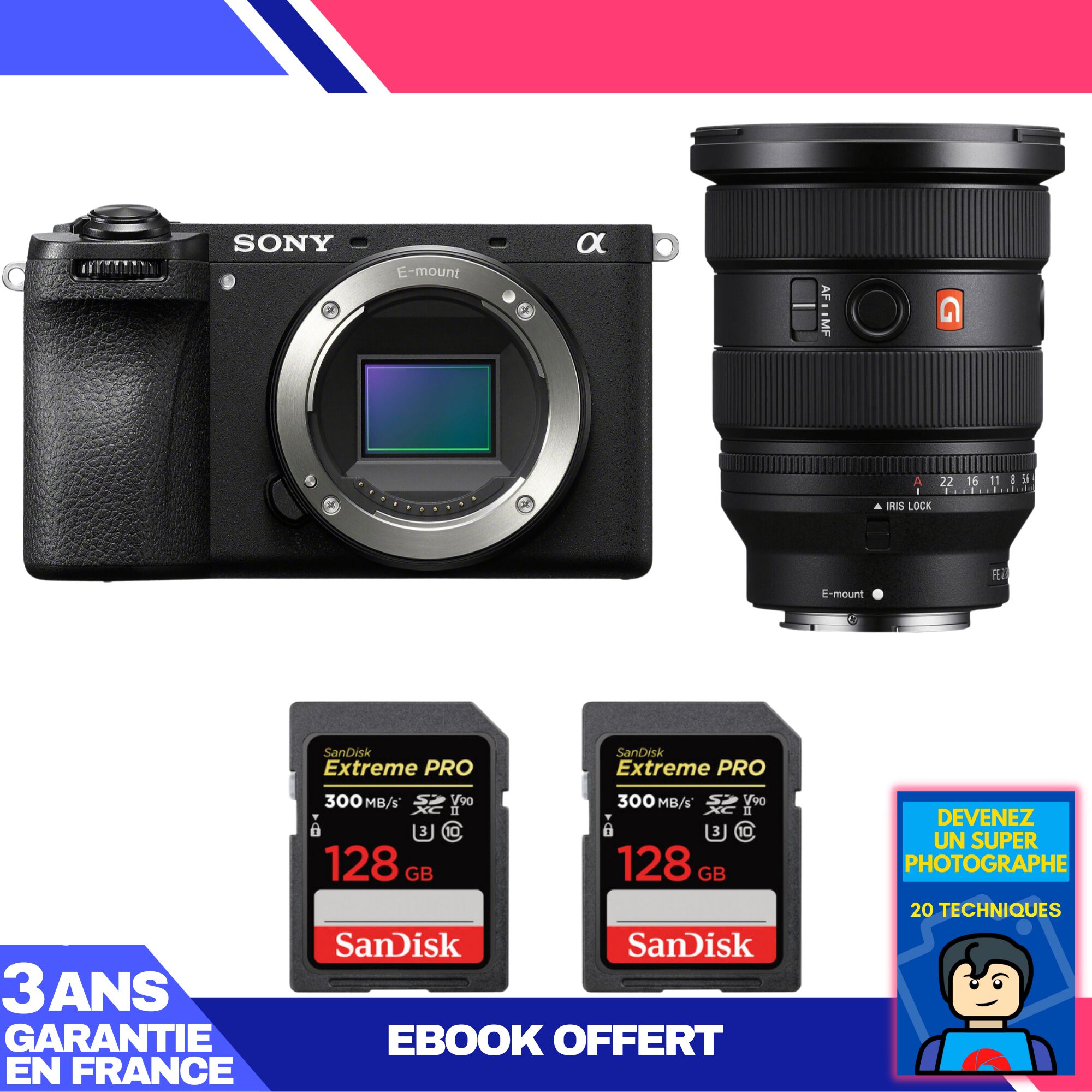 Sony A6700 Mirrorless Camera + FE 16-35mm f/2.8 GM II Lens + 2 SanDisk 128GB Extreme PRO UHS-II SDXC Cards