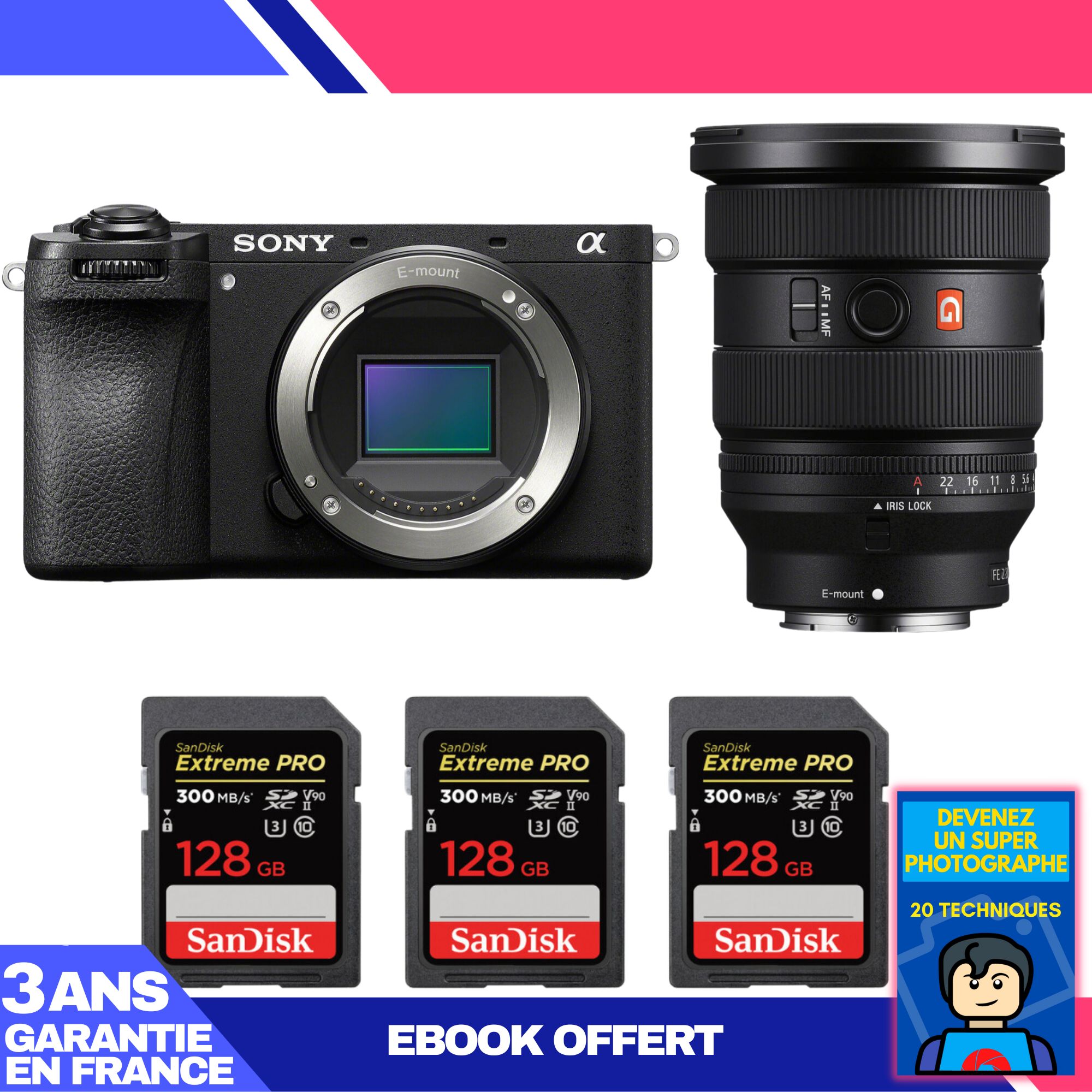 Sony A6700 Mirrorless Camera + FE 16-35mm f/2.8 GM II Lens + 3 SanDisk 128GB Extreme PRO UHS-II SDXC Cards