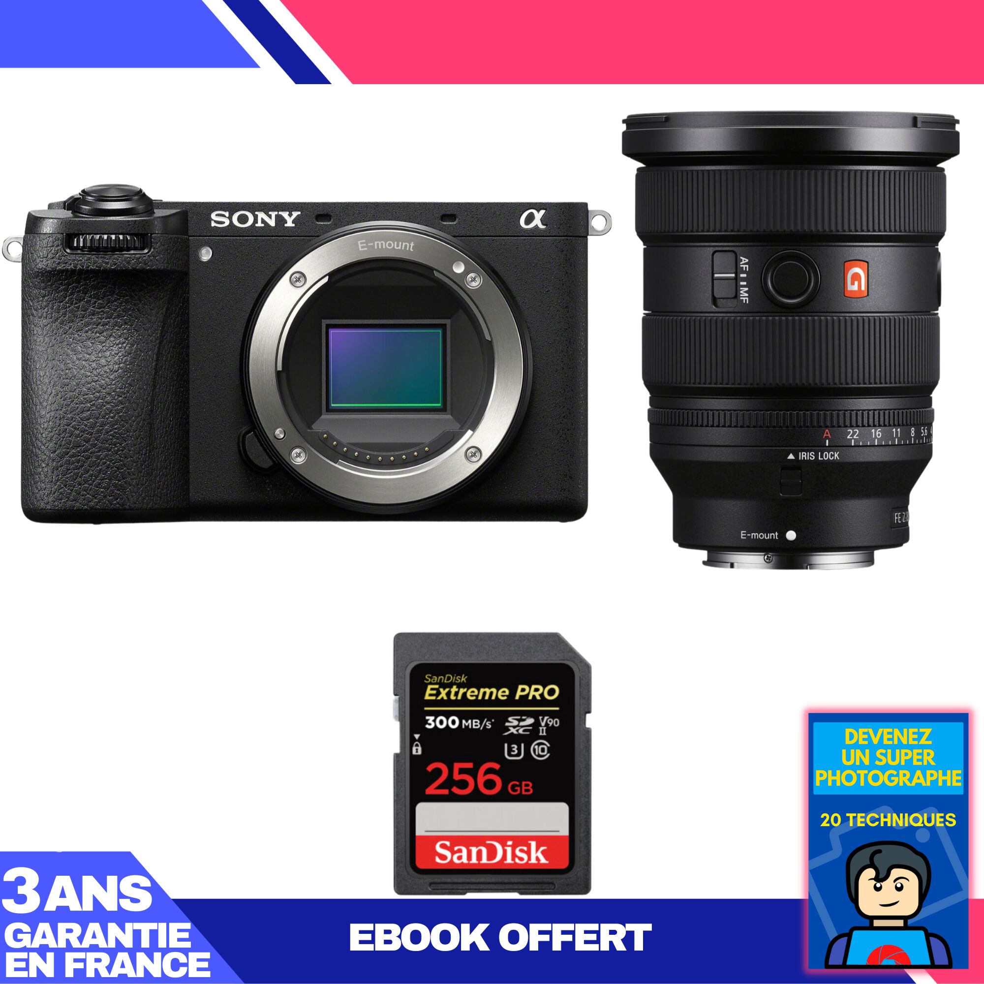 Sony A6700 Mirrorless Camera + FE 16-35mm f/2.8 GM II Lens + 1 SanDisk 256GB Extreme PRO UHS-II SDXC Card + Ebook 'Become a Super Photographer'