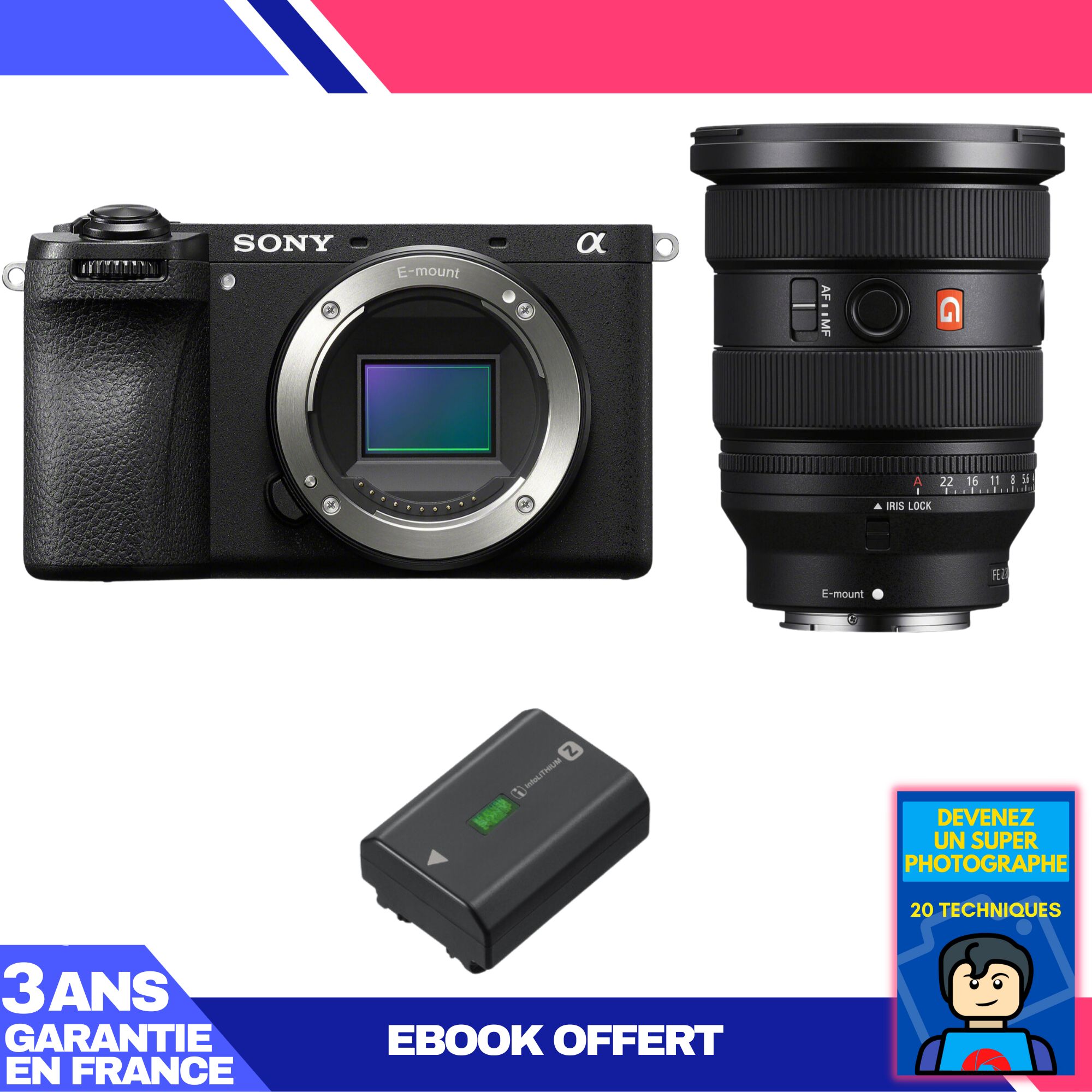 Sony A6700 Mirrorless Camera + FE 16-35mm f/2.8 GM II Lens + 1 Sony NP-FZ100 Battery + 'Become a Super Photographer' Ebook