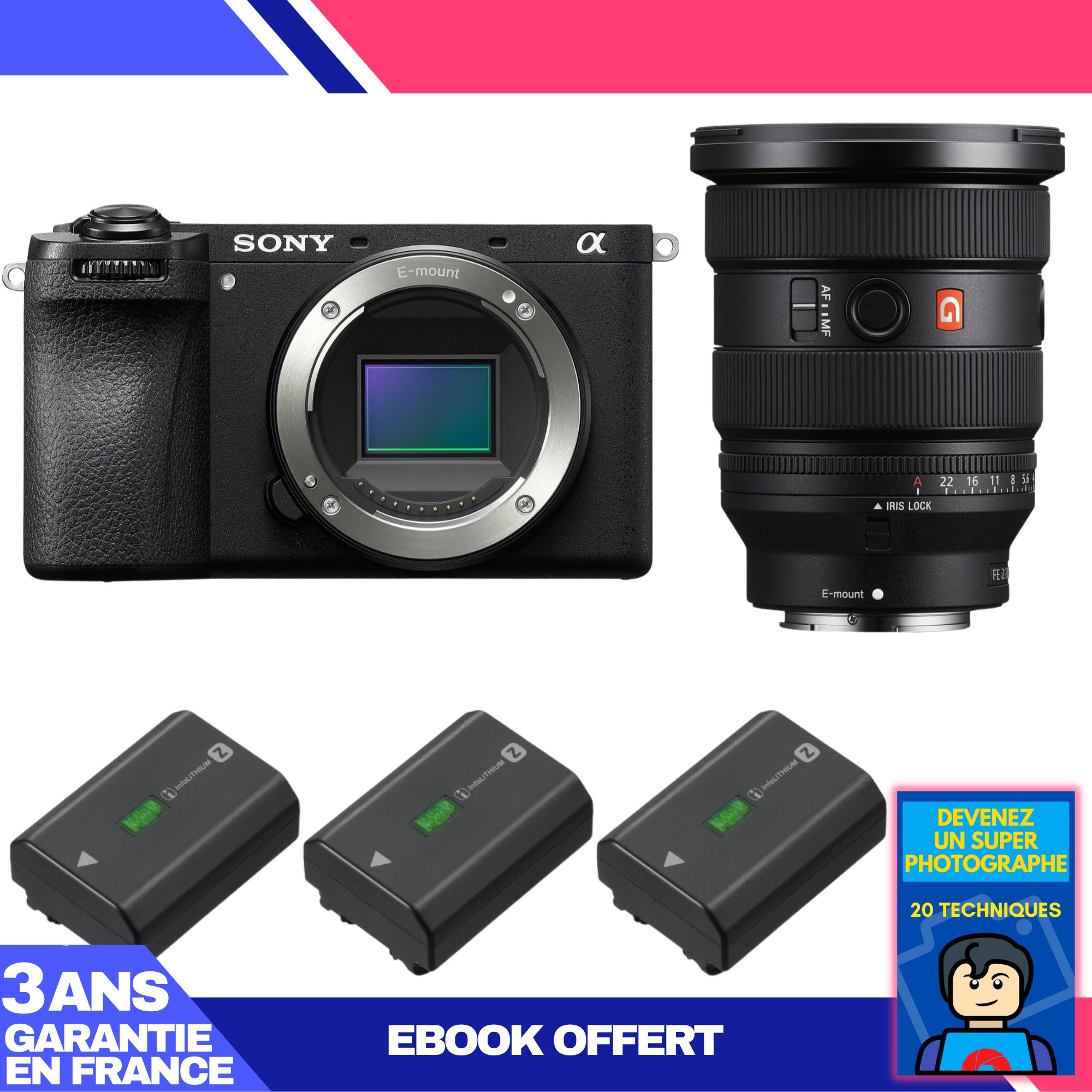 Sony A6700 Mirrorless Camera + FE 16-35mm f/2.8 GM II Lens + 3 Sony NP-FZ100 Batteries + 'Become a Super Photographer' Ebook
