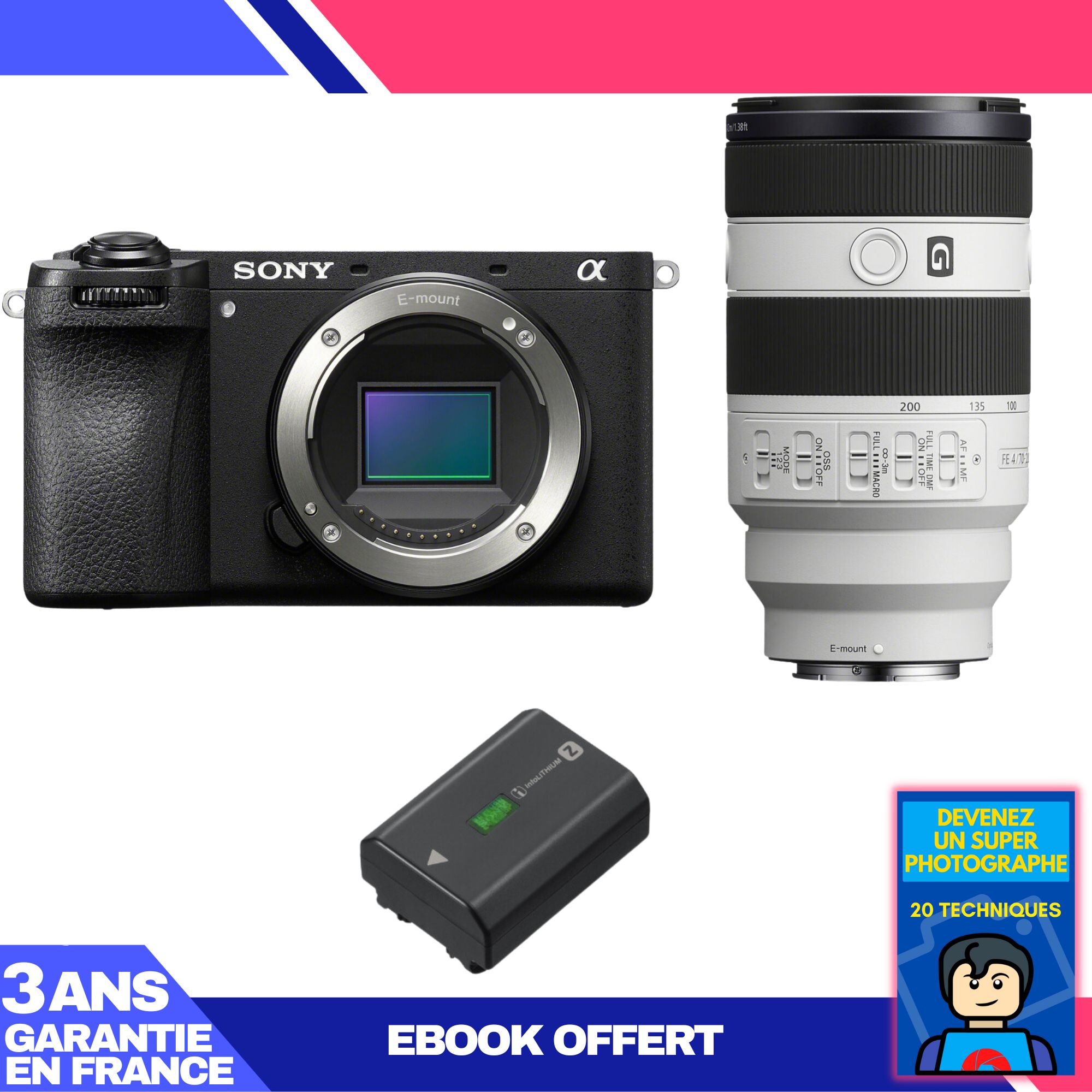 Sony A6700 Mirrorless Camera + FE 70-200mm f/4 Macro G OSS II Lens + Sony NP-FZ100 Battery + 'Become a Master Photographer' Ebook