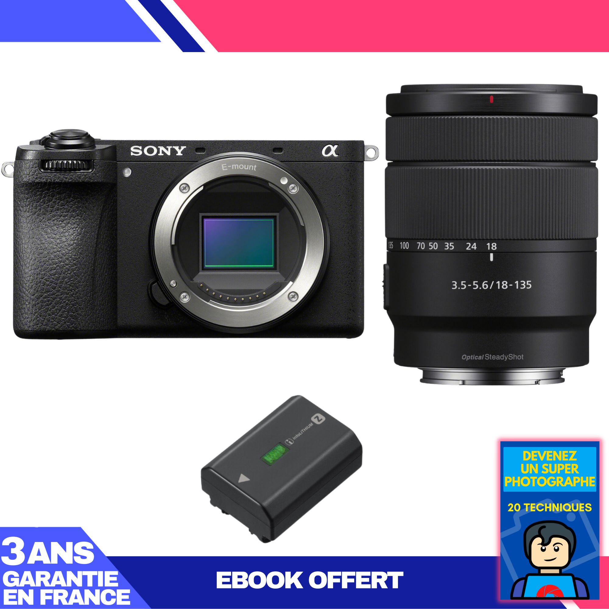 Sony A6700 Mirrorless Camera + 18-135mm f/3.5-5.6 OSS Lens + Sony NP-FZ100 Battery + 'Become a Master Photographer' Ebook
