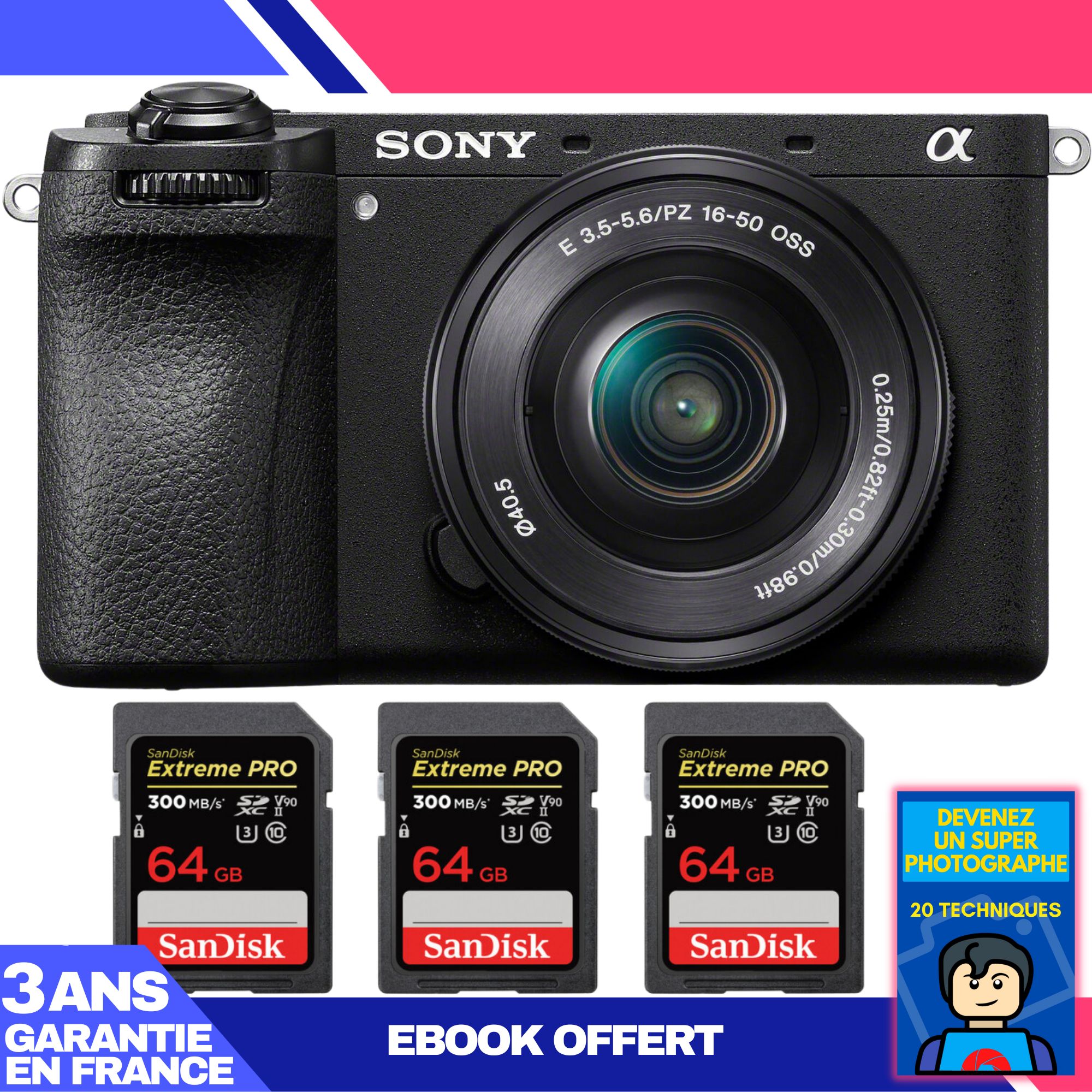 Sony A6700 Mirrorless Camera + 16-50mm f/3.5-5.6 OSS Lens + 3 SanDisk 64GB Extreme PRO UHS-II SDXC Cards + 'Become a Master Photographer Ebook