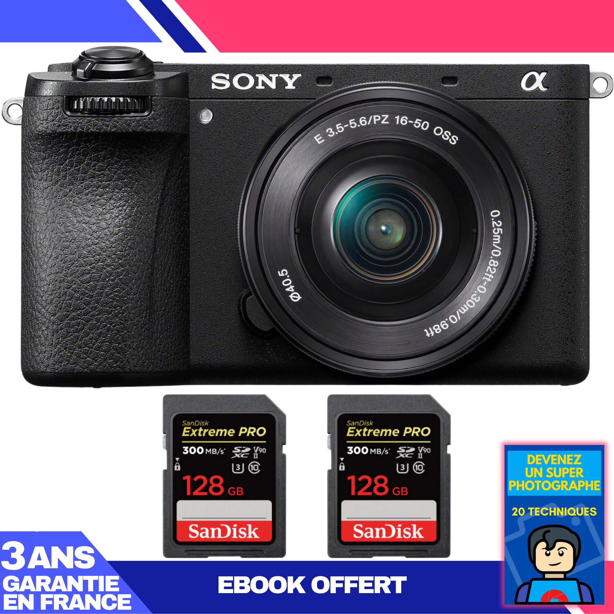 Sony A6700 Mirrorless Camera + 16-50mm f/3.5-5.6 OSS Lens + 2 SanDisk 128GB Extreme PRO UHS-II SDXC Cards + 'Become a Master Photographer Ebook