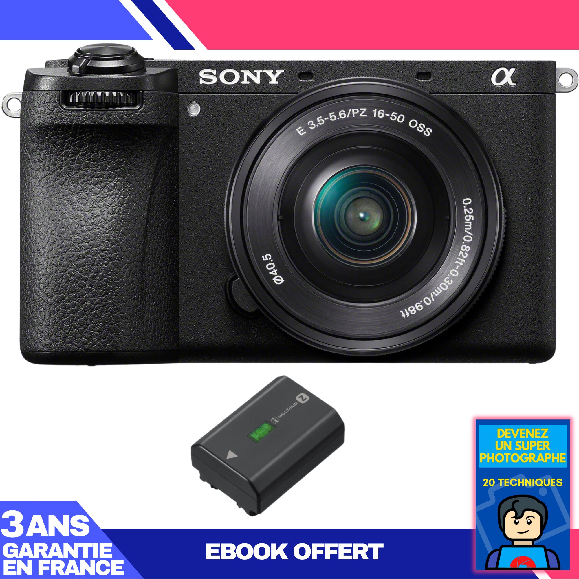 Sony A6700 Mirrorless Camera + 16-50mm f/3.5-5.6 OSS Lens + Sony NP-FZ100 Battery + 'Become a Super Photographer' Ebook