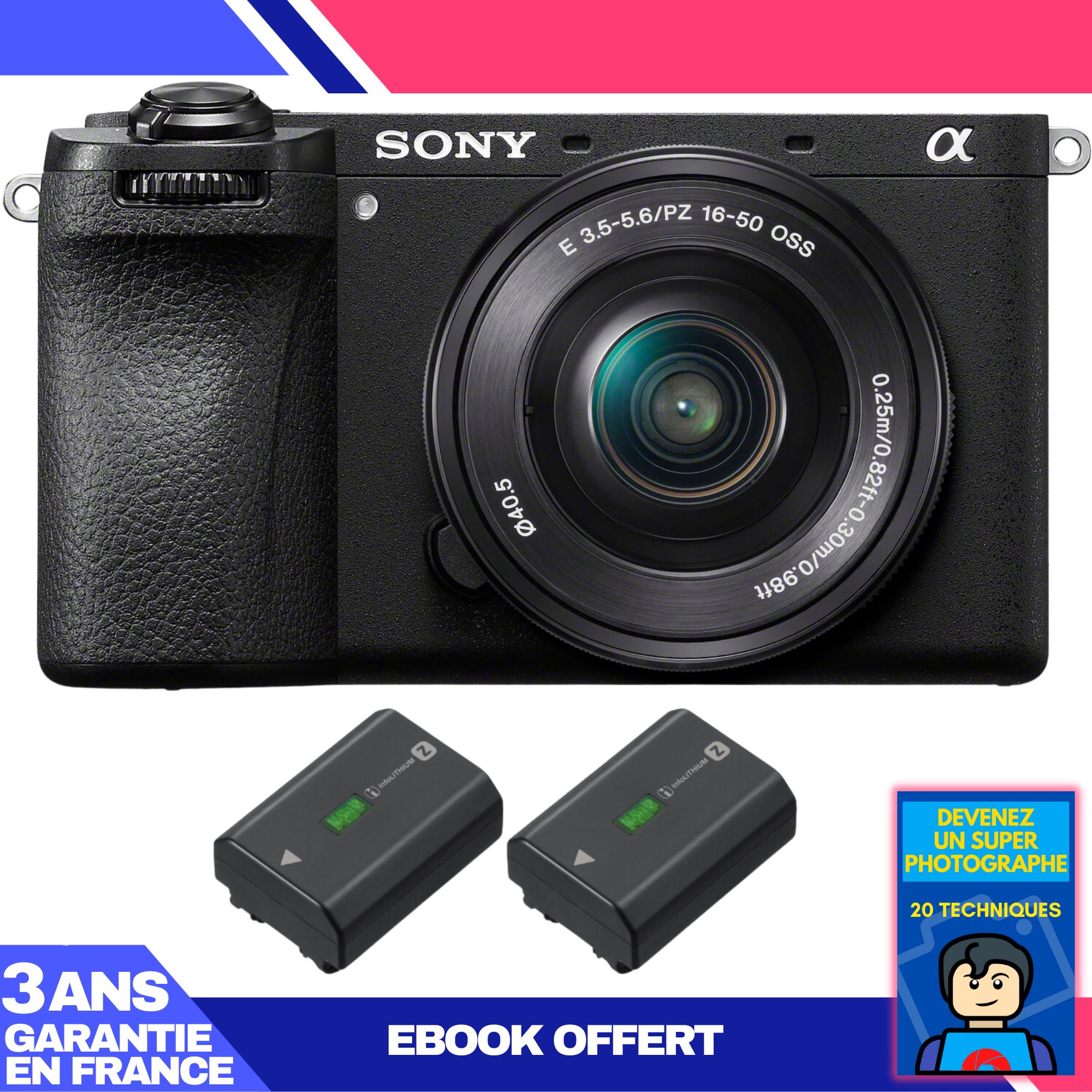 Sony A6700 Mirrorless Camera + 16-50mm f/3.5-5.6 OSS Lens + 2 Sony NP-FZ100 Batteries + 'Become a Super Photographer' Ebook