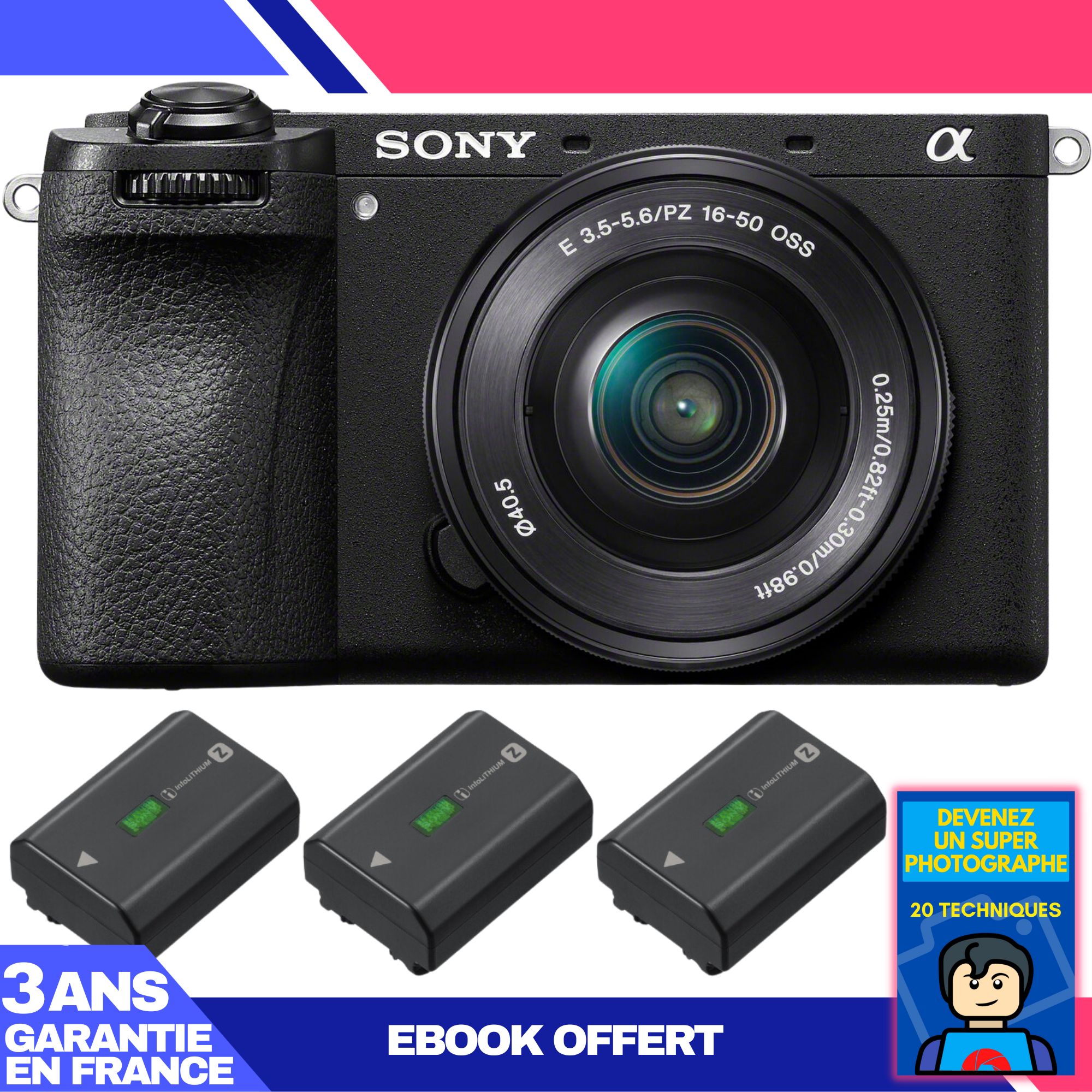 Sony A6700 Mirrorless Camera + 16-50mm f/3.5-5.6 OSS Lens + 3 Sony NP-FZ100 Batteries + 'Become a Super Photographer' Ebook