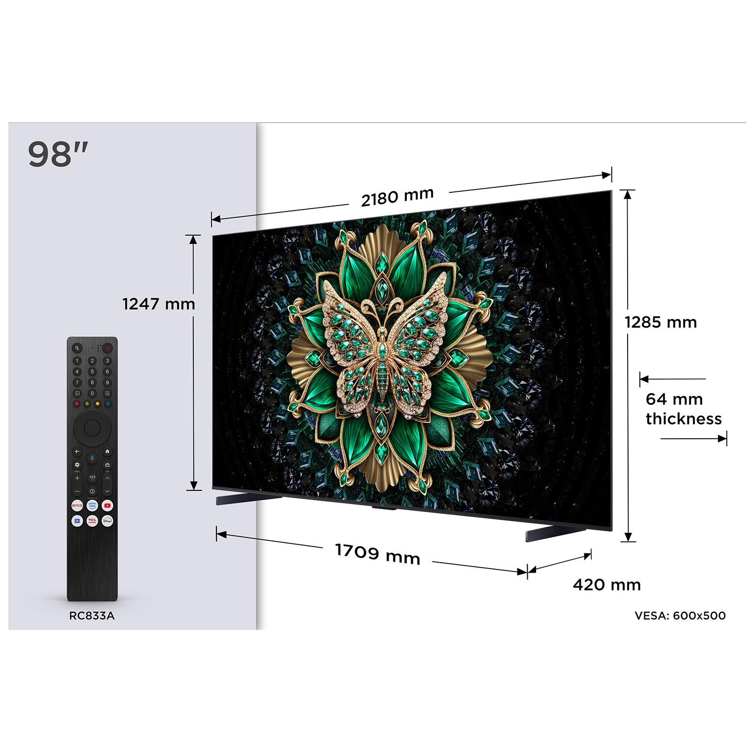 TCL C69 98-Inch 4K Ultra HD Smart TV with WiFi Metallic