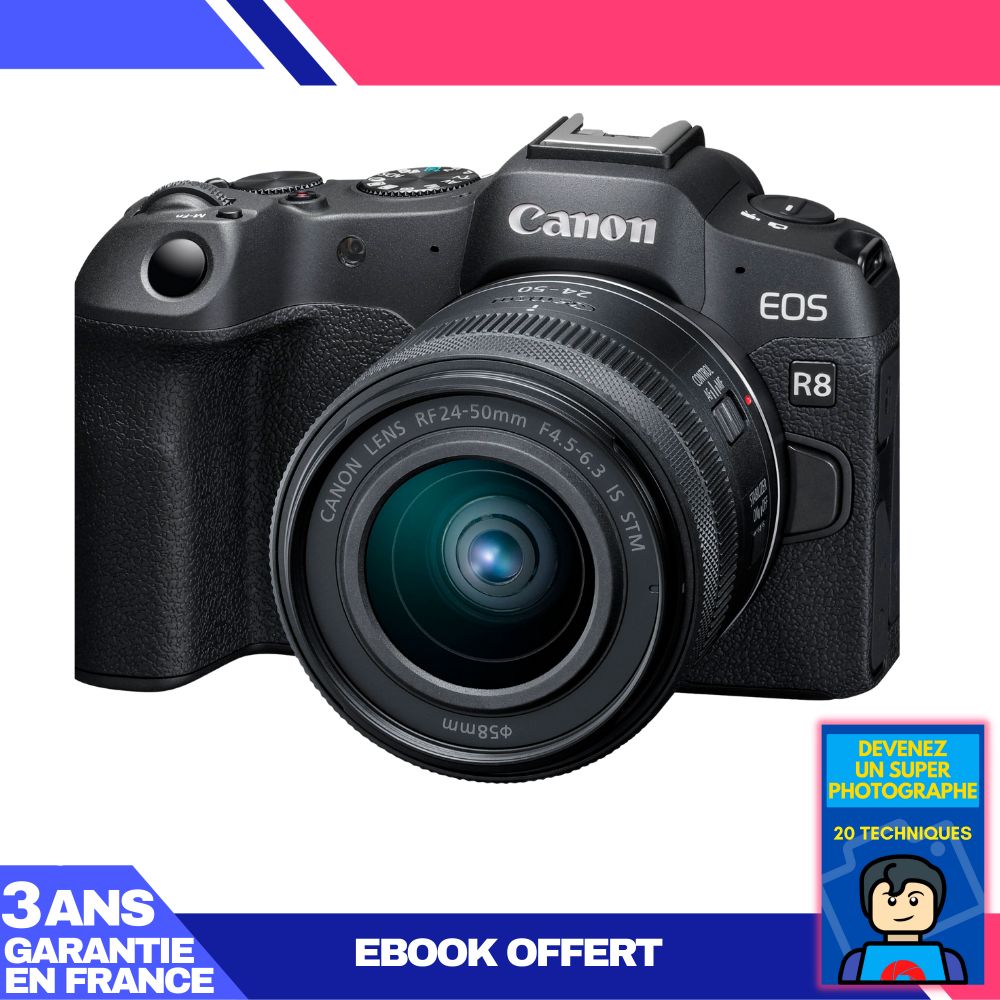 Canon EOS R8 Body + RF 24-50mm IS STM Lens + 'Become a Super Photographer' Ebook