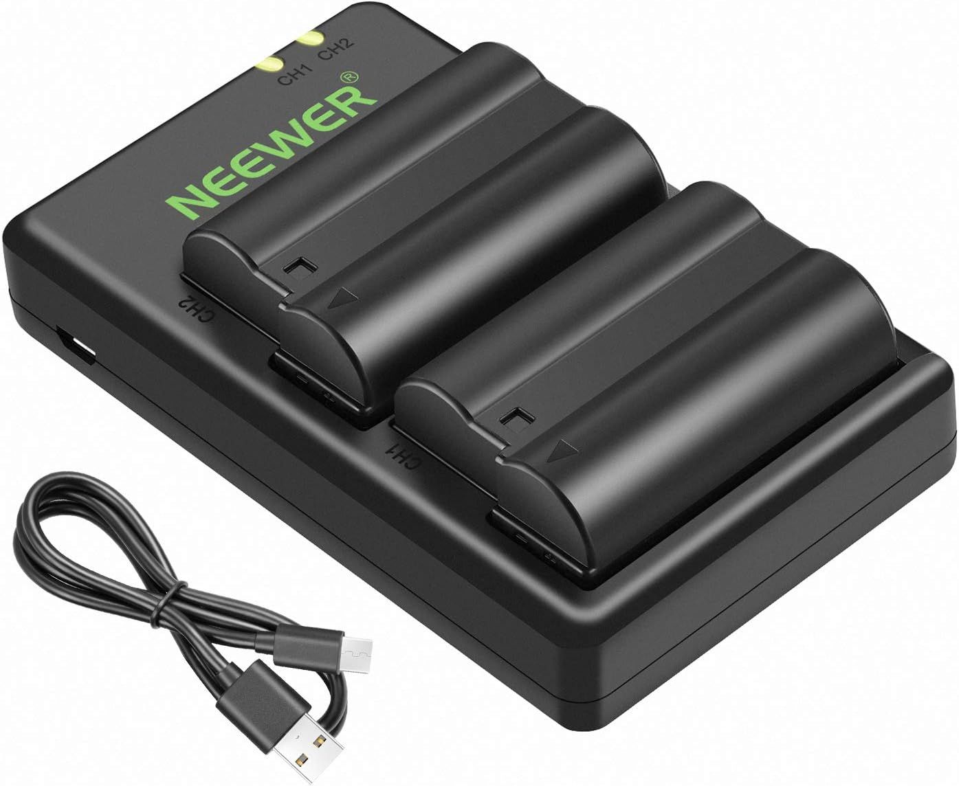 Kit de chargeur de batterie Neewer EN-EL15 compatible avec les appareils Nikon Z et D (2 x 2100 mAh)