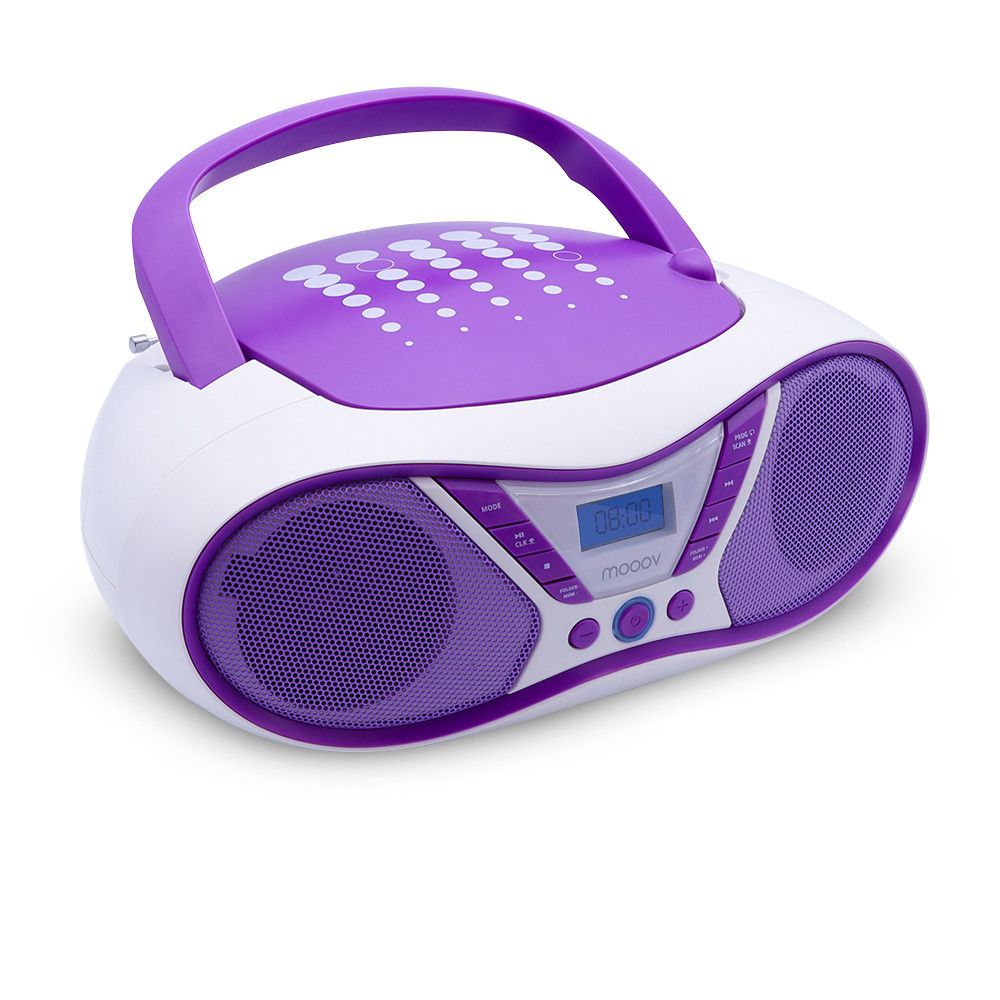 Mooov Pop Purple CD Player with FM Radio and USB Port