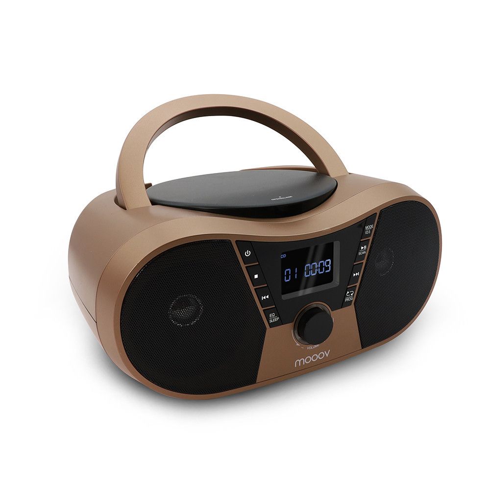 Mooov Copper & Black CD Player with FM Radio, USB Port, Sleep and ID3 Functions