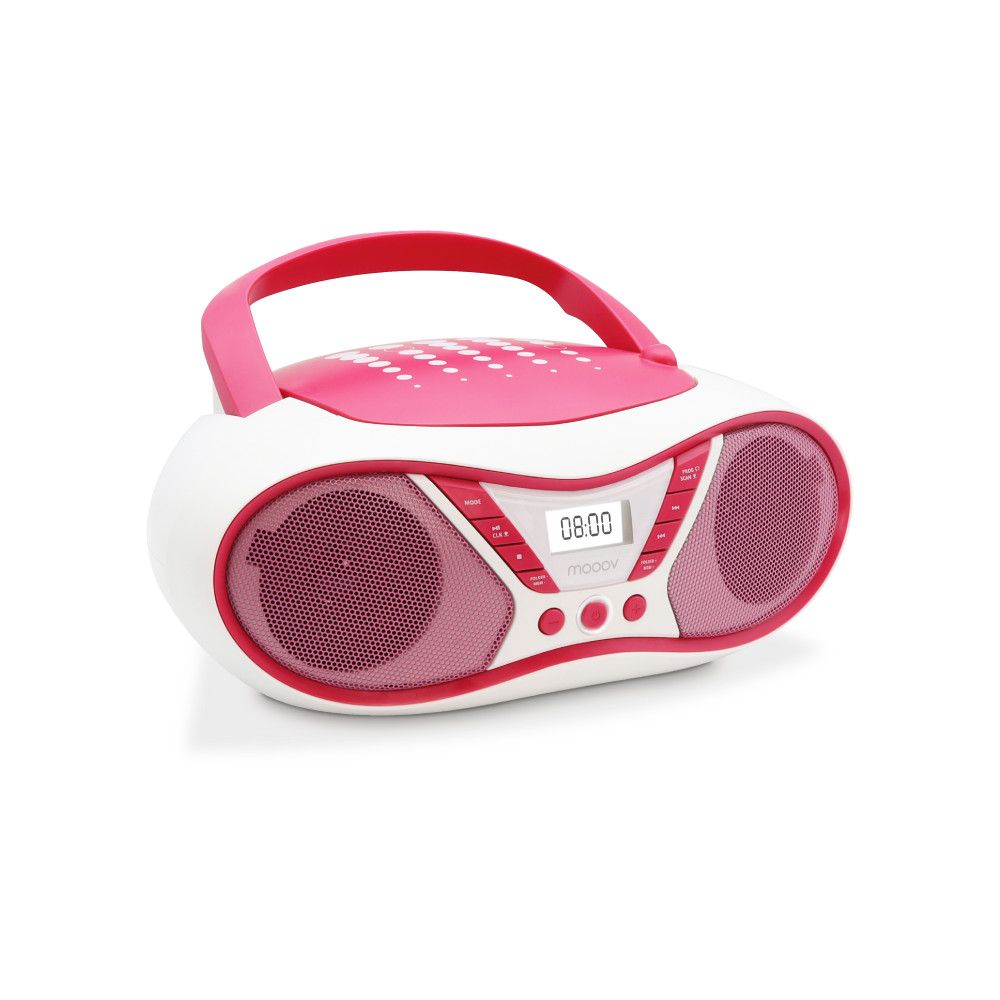 Mooov Pop Pink CD Player with FM Radio and USB Port