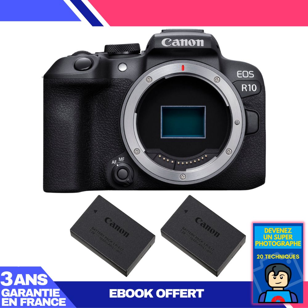 Canon EOS R10 Camera + 2 Canon LP-E17 Batteries + Ebook: 'Become a Super Photographer'