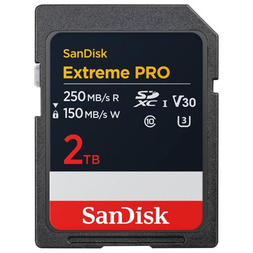 Tarjeta de memoria flash SanDisk Extreme PRO - 2 TB - Clase de video V30 / UHS-I U3 / Clase 10 - SDXC UHS-I