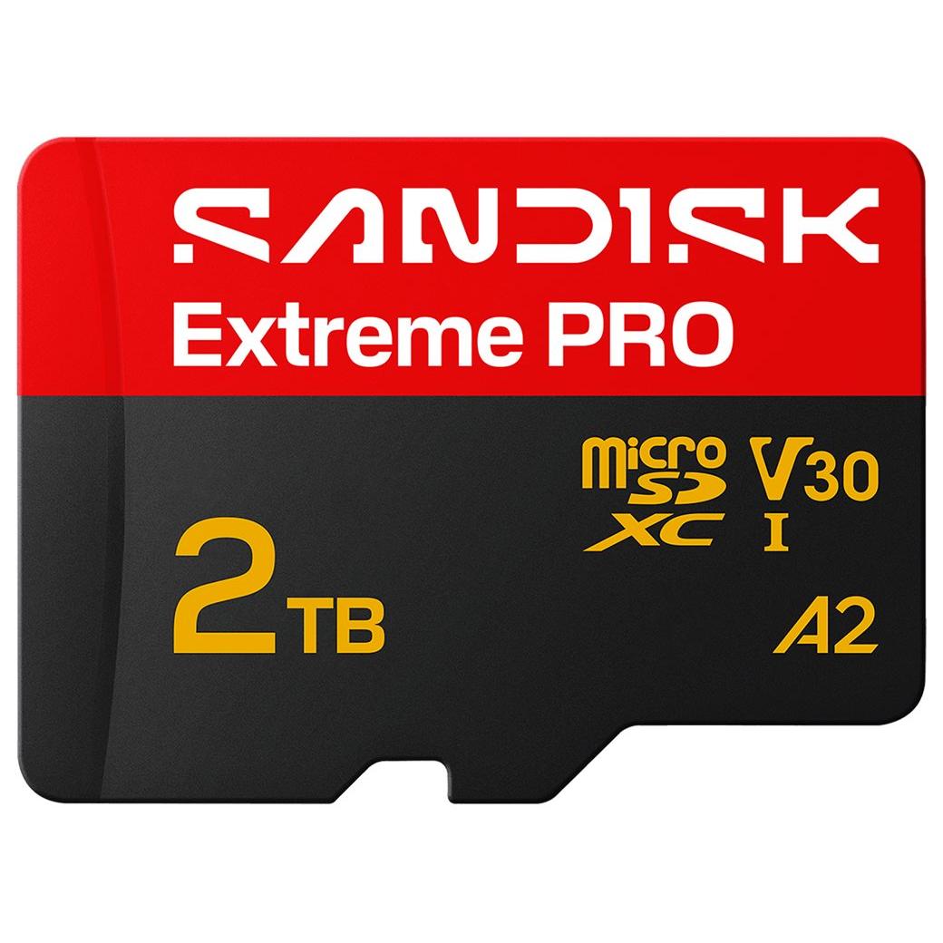 SanDisk Extreme PRO Flash Memory Card (SD Adapter Included) - 2TB - A2/Video Class V30/UHS-I U3 - microSDXC UHS-I