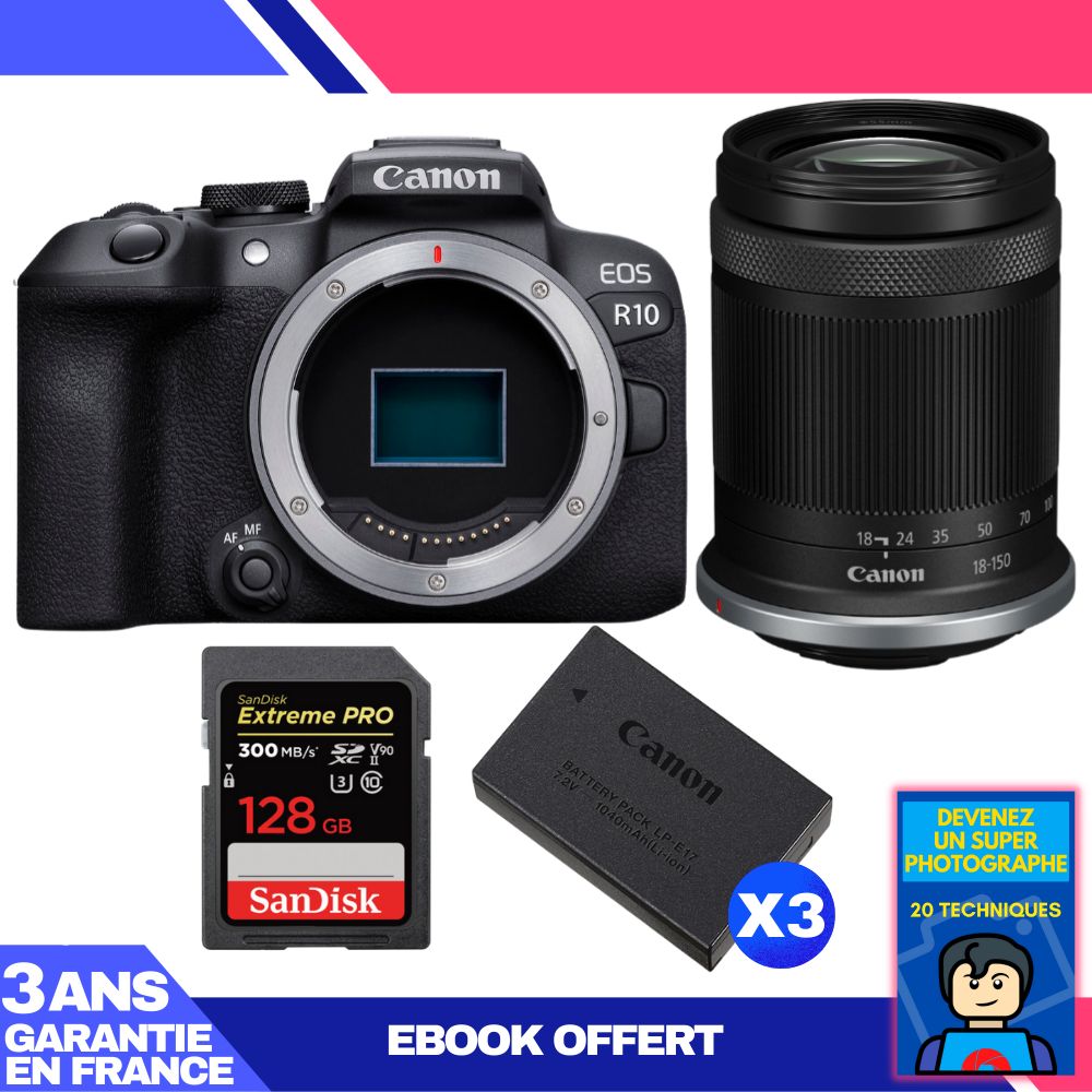 Canon EOS R10 Camera Kit with RF-S 18-150mm Lens and SanDisk 128GB SD Card