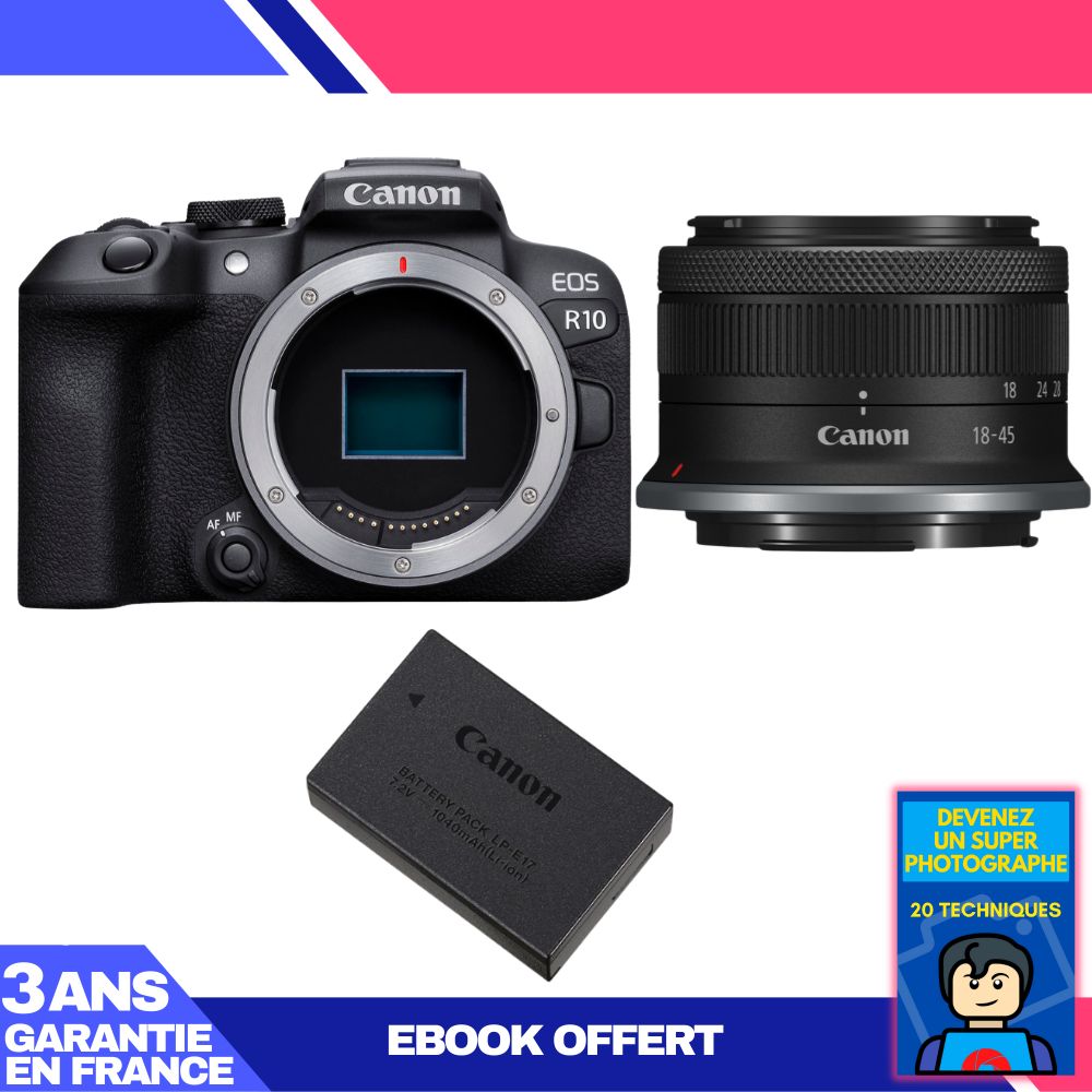 Kit Canon EOS R10 + RF-S 18-45mm F4,5-6,3 IS STM + 1 Canon LP-E17