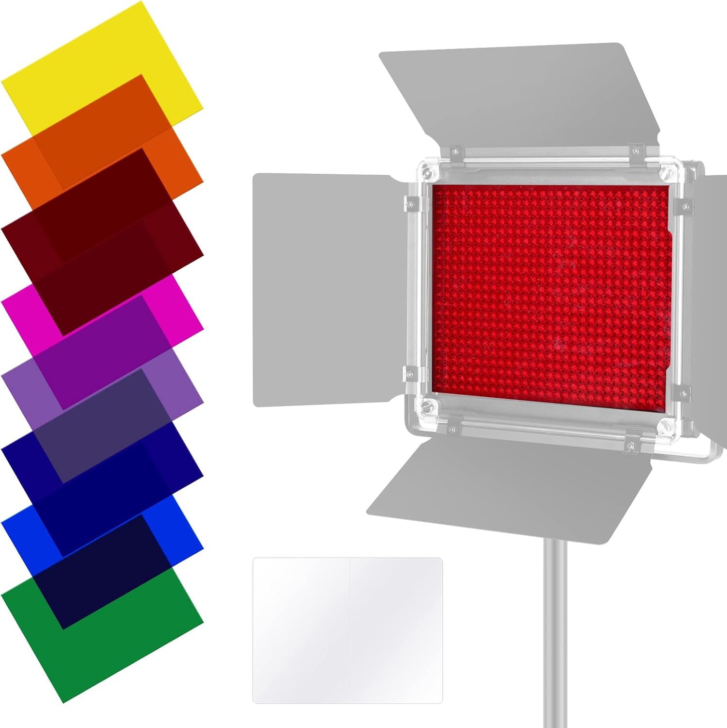 Conjunto de filtros de corrección de color Neewer, 8 colores diferentes para la lámpara de video LED Neewer 660, 16.7 x 21.7 cm