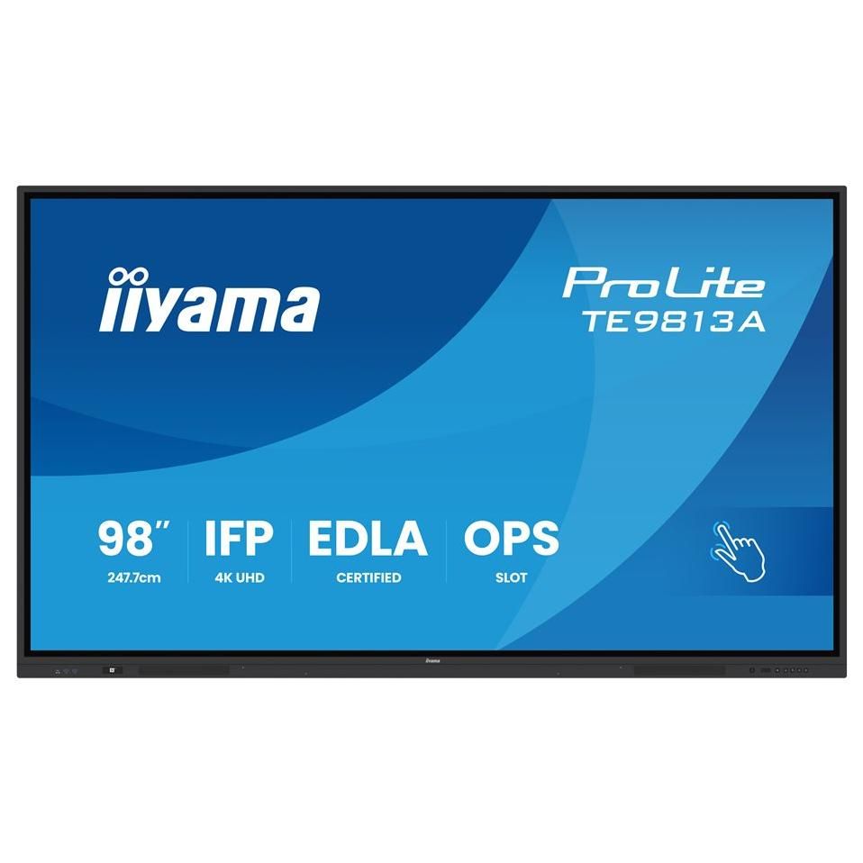 Iiyama ProLite TE9813A-B1AG - 98" LED Backlit LCD Display - Interactive Digital Signage with Multi-Touch Screen / Optional PC Slot-In - 4K UHD (2160p) 3840 x 2160