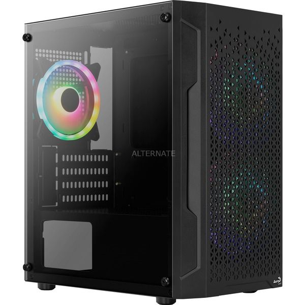 AeroCool Trinity Mini RGB Micro-ATX PC Case with Tempered Glass Panel - Black