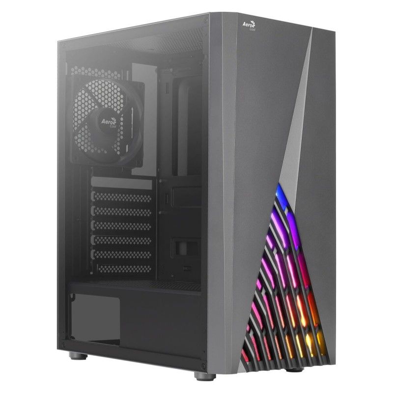 Boîtier PC AeroCool Delta -A RGB de taille moyenne avec panneau en verre - Noir