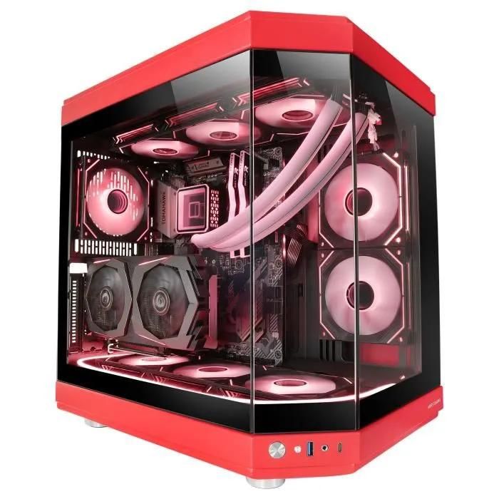 Mars MC-3T RGB Mid-Tower ATX Gaming Case with Glass Panels - Red