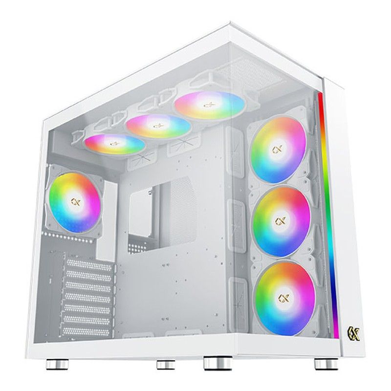 Caja de PC Xigmatek Aqua Ultra Air -C RGB de tamaño medio, formato E-ATX, con paneles de vidrio - Blanco