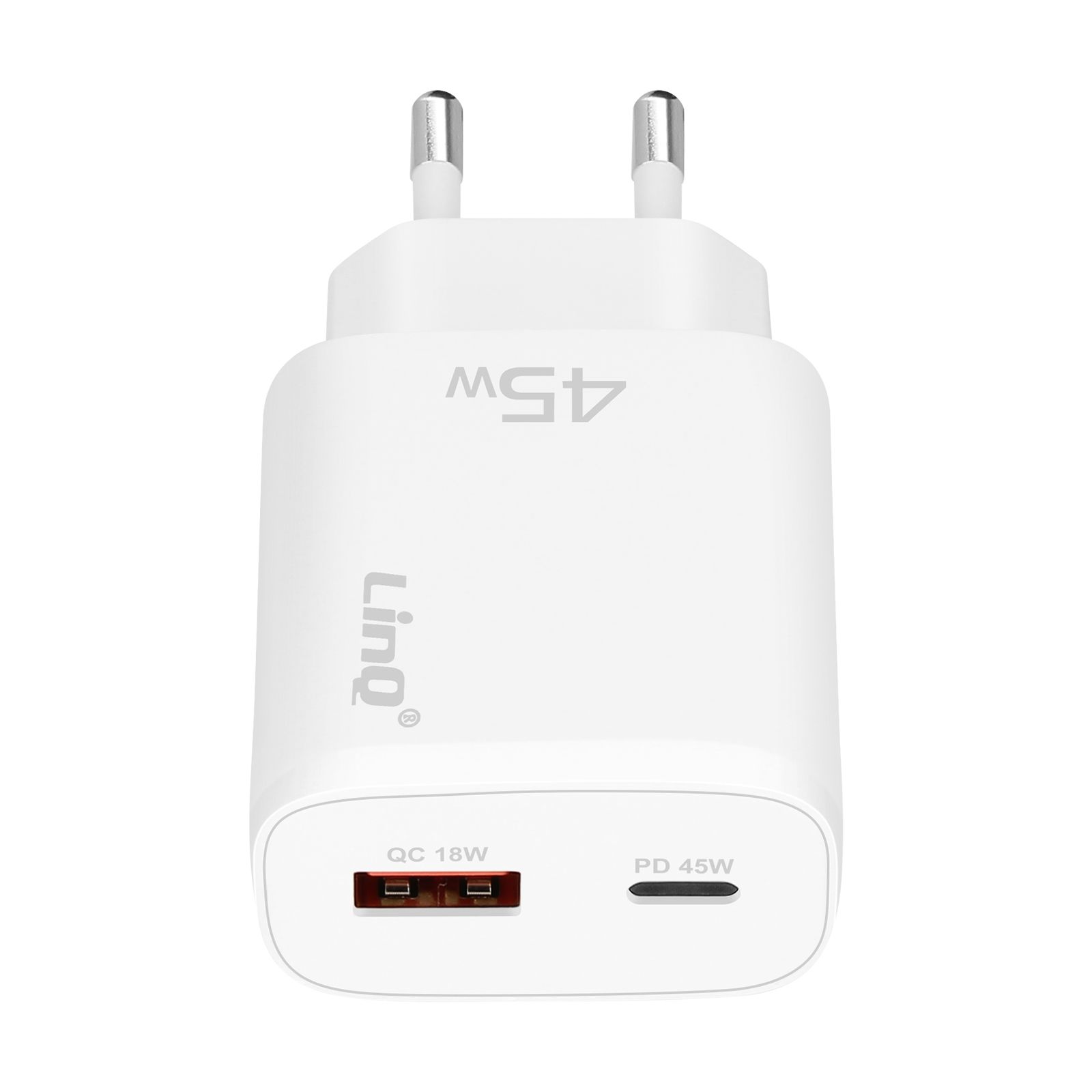 Chargeur mural LinQ USB-C 45W et charge rapide 3.0 18W, blanc
