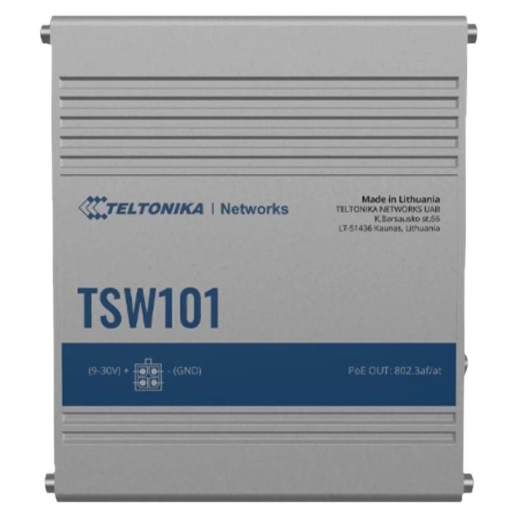 Teltonika TSW101 - Switch - 5x 10/100/1000 - DIN Rail Mount, Wall Mount - PoE+ - DC