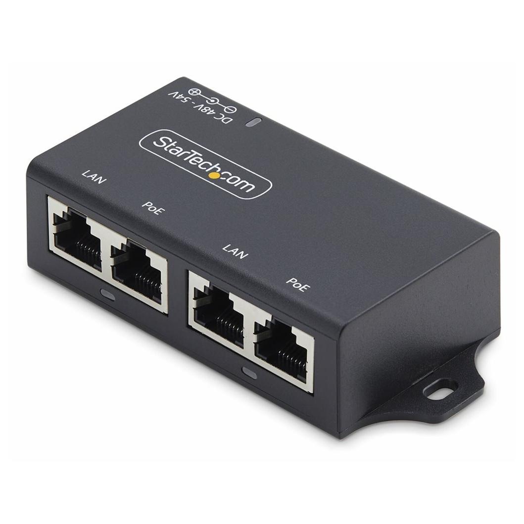 StarTech 2-Port Gigabit PoE+ Injector, 30W