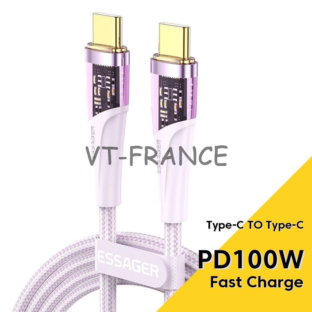 USB Type C to C 100W Fast Charger Cable, Purple, 3ft