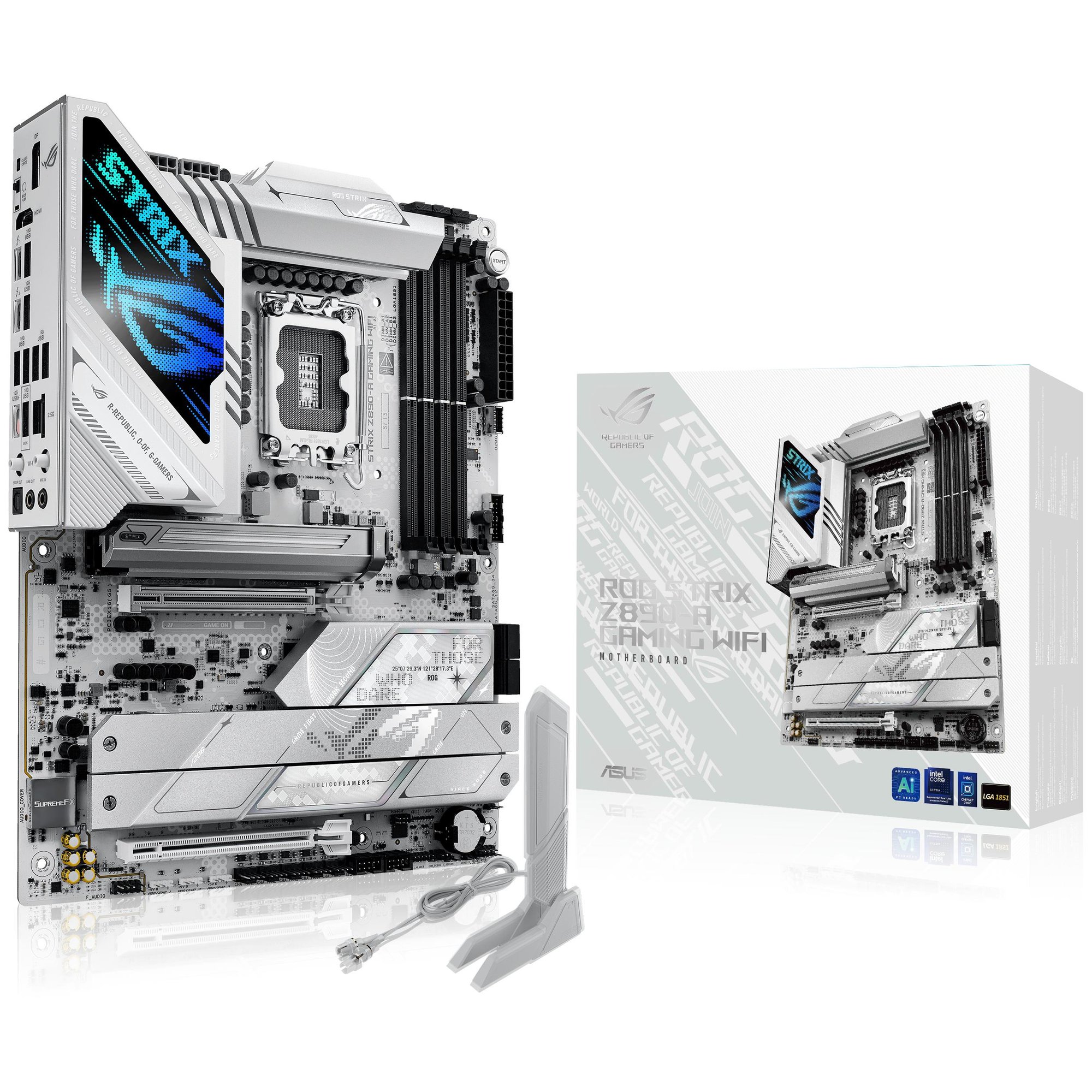 ASUS ROG Strix Z890-A Gaming WiFi - Motherboard - ATX - LGA1851 Socket - Z890 Chipset - USB-C 3.2 Gen 2x2, USB 3.2 Gen 1, USB 3.2 Gen 2, USB-C 3.2 Gen 2, USB4 - 2.5 Gigabit LAN, Wi-Fi 7, Bluetooth