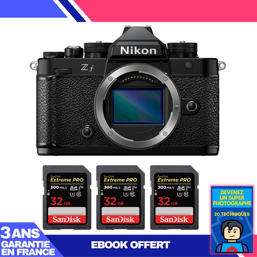 Nikon Zf Camera + 3 SanDisk 32GB Extreme PRO UHS-II SDXC 300MB/s Cards + 'Become a Super Photographer' Ebook