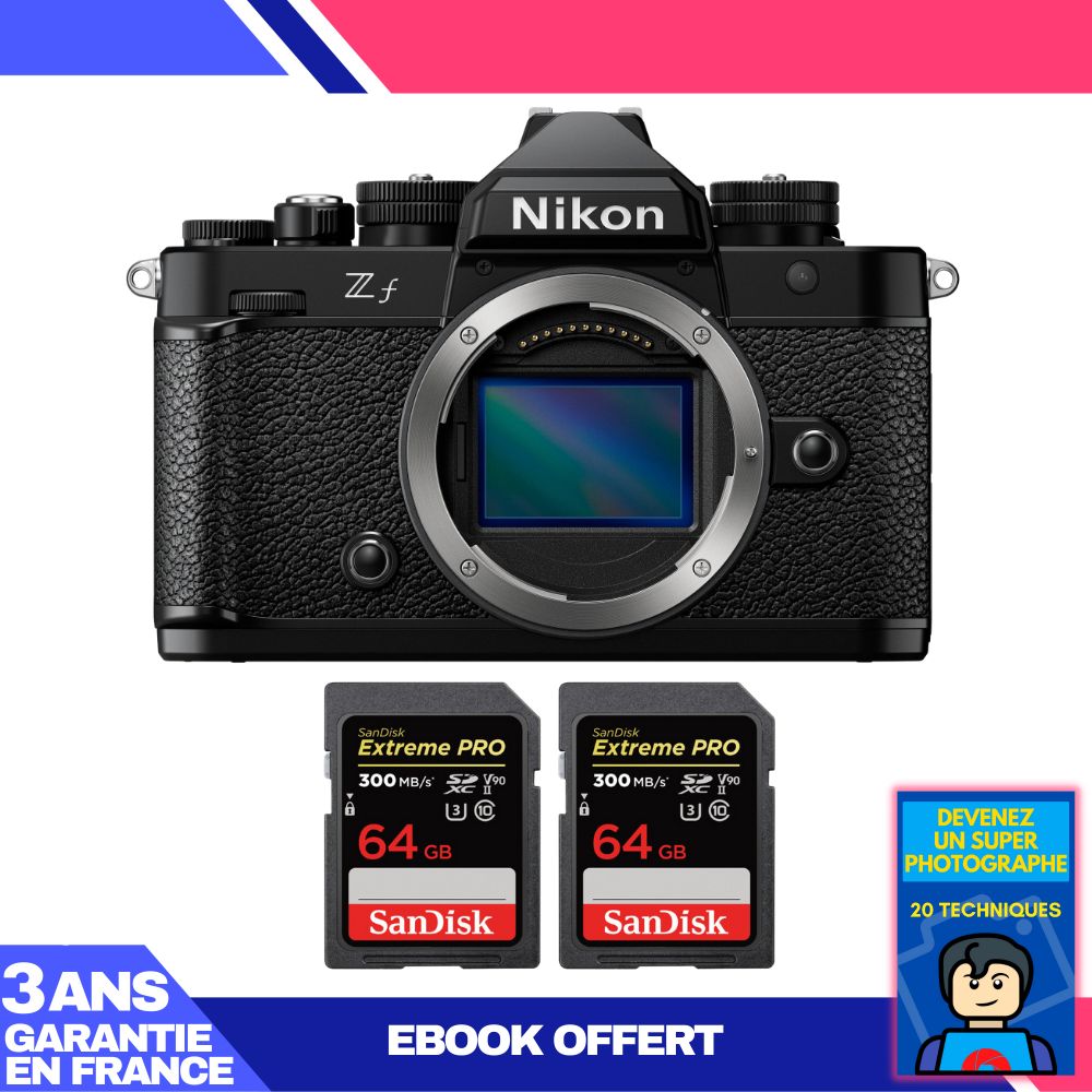 Nikon Zf Camera + 2 SanDisk 64GB Extreme PRO UHS-II SDXC Cards + Ebook: 'Become a Super Photographer'