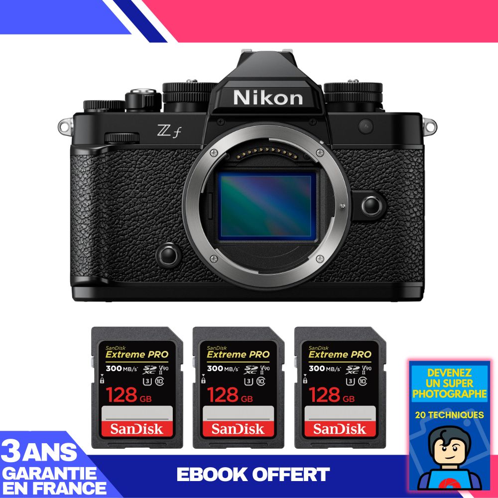 Nikon Zf Camera + 3 SanDisk 128GB Extreme PRO UHS-II SDXC Cards 300MB/s + Ebook 'Become a Super Photographer'